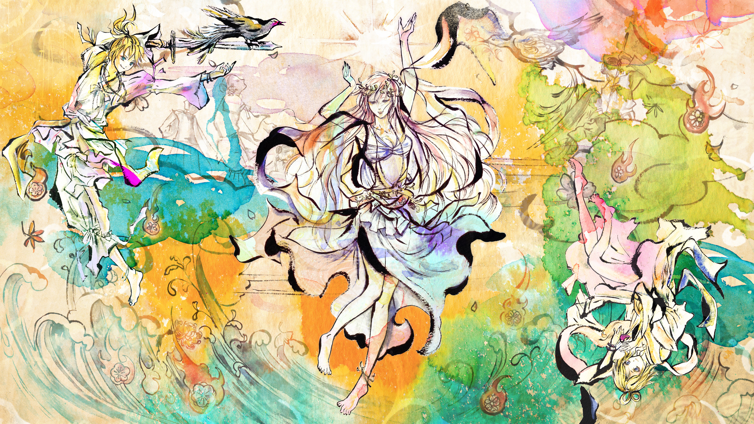 Download mobile wallpaper Anime, Vocaloid, Luka Megurine, Rin Kagamine, Len Kagamine for free.