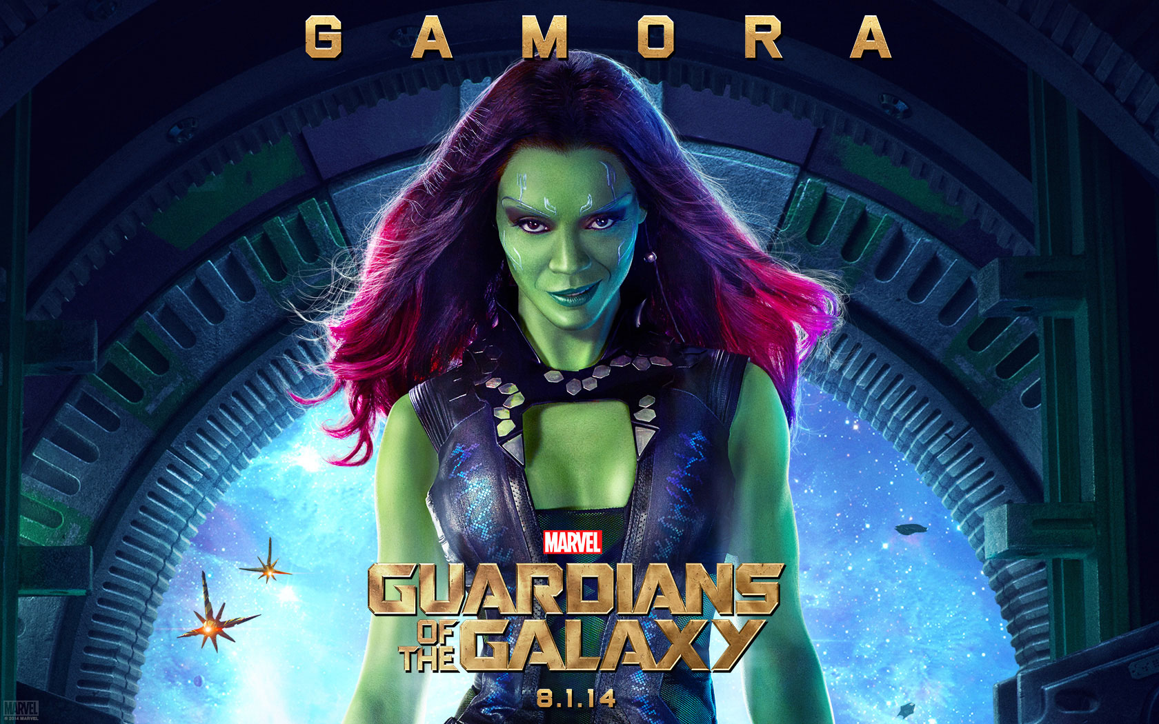 Baixe gratuitamente a imagem Filme, Guardiões Da Galáxia, Zoe Saldana, Gamora na área de trabalho do seu PC