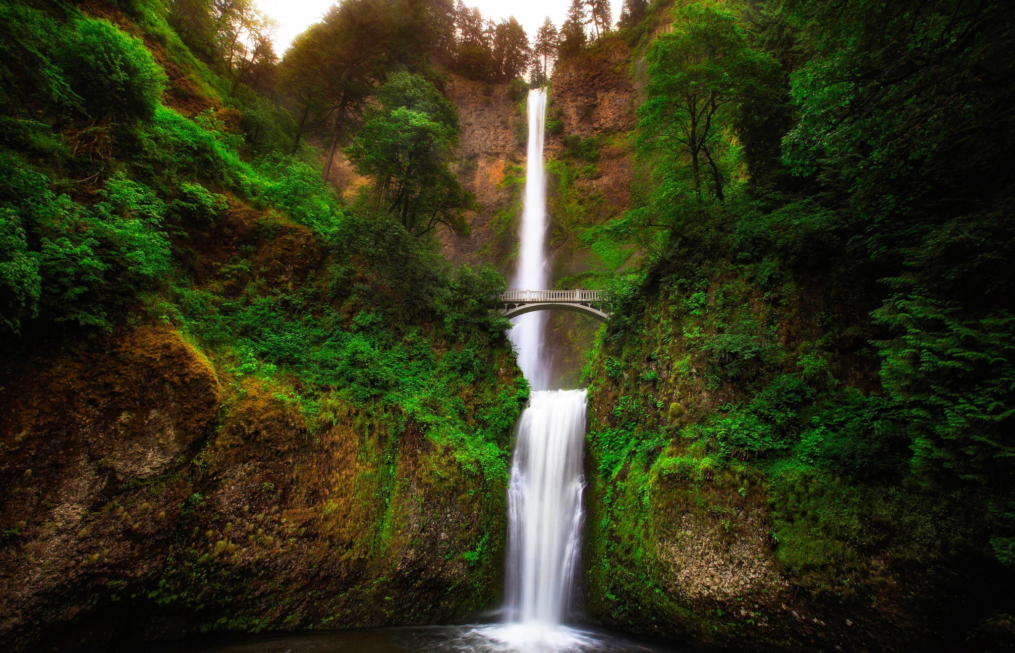 Free download wallpaper Waterfalls, Waterfall, Earth, Bridge on your PC desktop