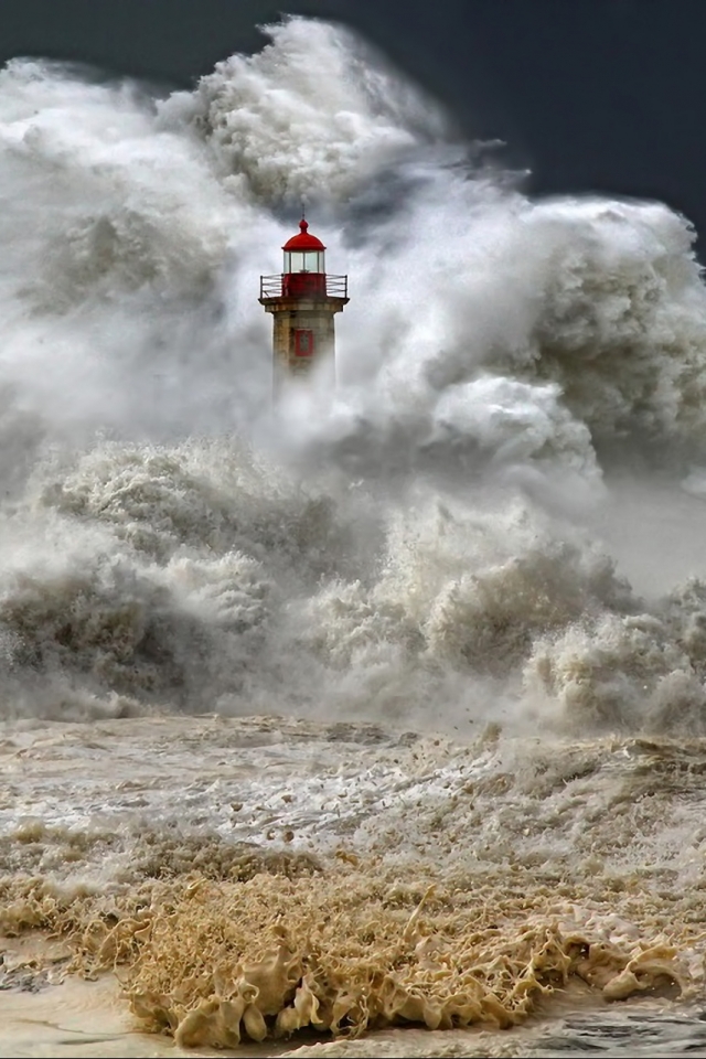 Download mobile wallpaper Sea, Ocean, Lighthouse, Storm, Wave, Man Made for free.