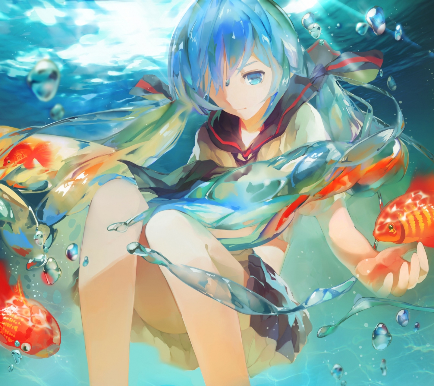 Handy-Wallpaper Wasser, Vocaloid, Hatsune Miku, Animes kostenlos herunterladen.