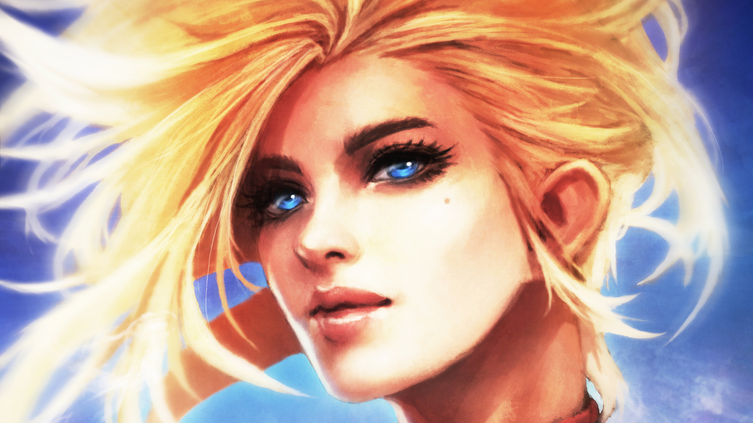 Free download wallpaper Blonde, Face, Blue Eyes, Comics, Captain Marvel on your PC desktop