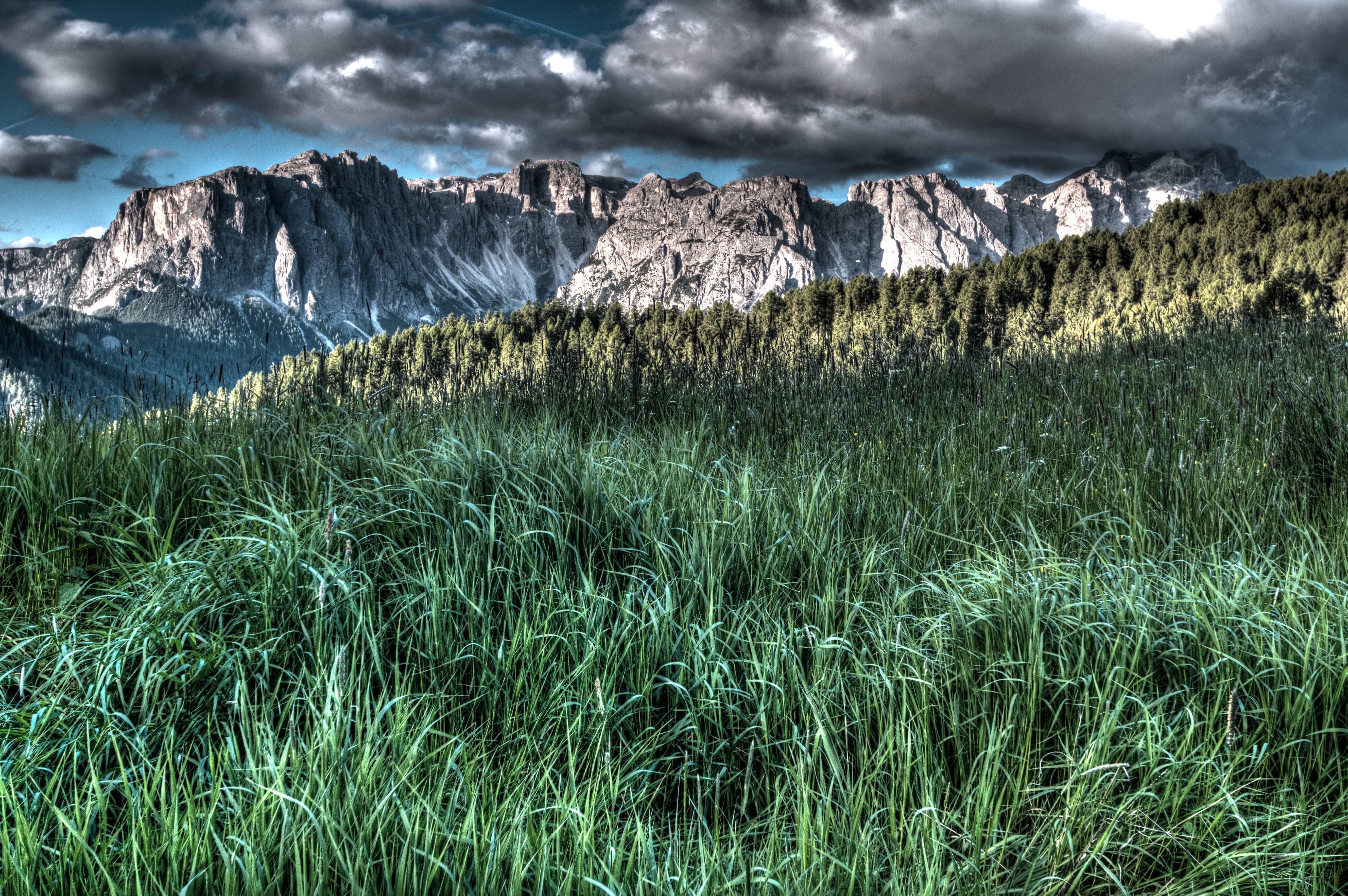 Free download wallpaper Nature, Grass, Mountains, Hdr on your PC desktop