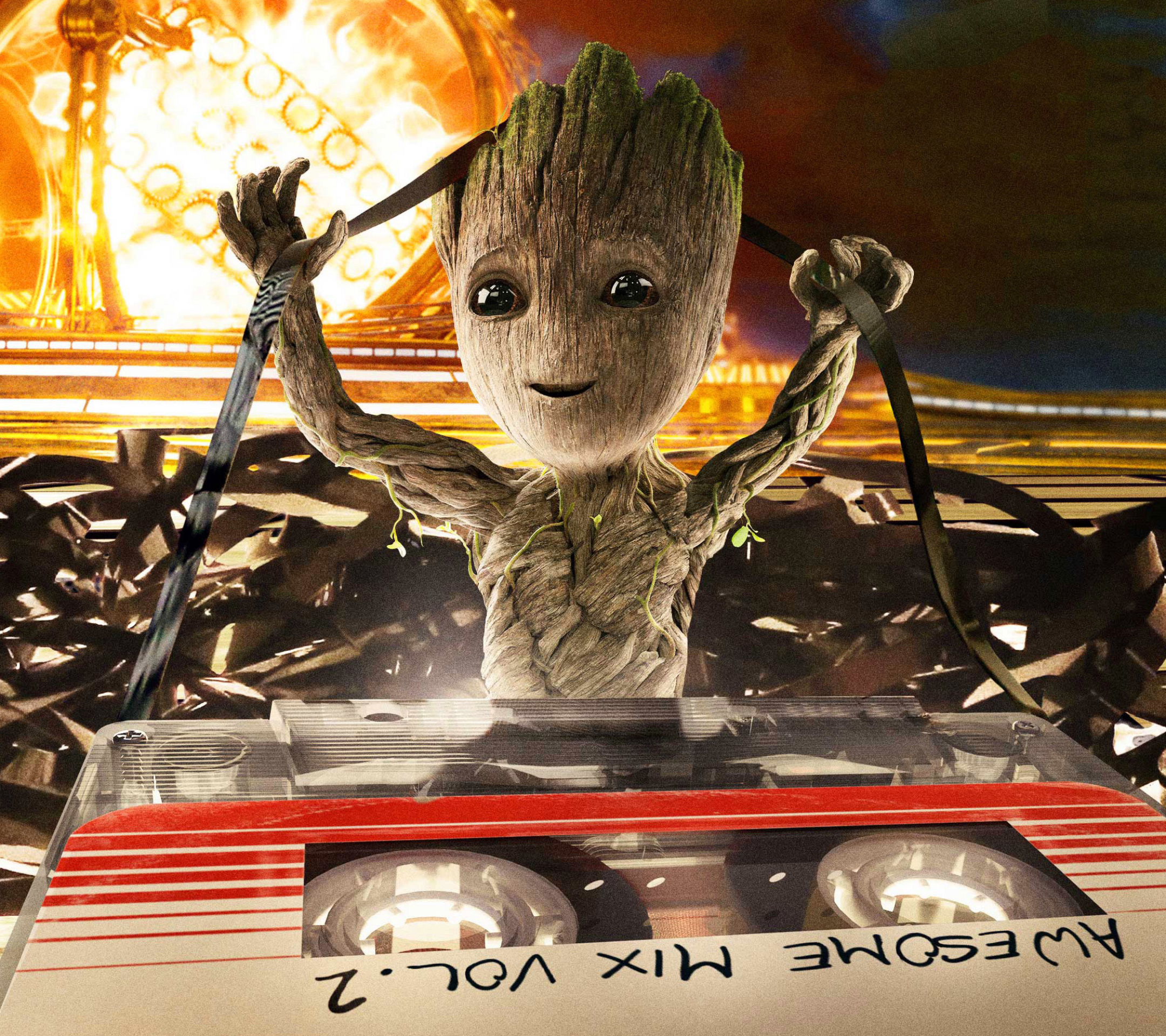 Laden Sie das Kassette, Filme, Groot, Guardians Of The Galaxy Vol 2-Bild kostenlos auf Ihren PC-Desktop herunter