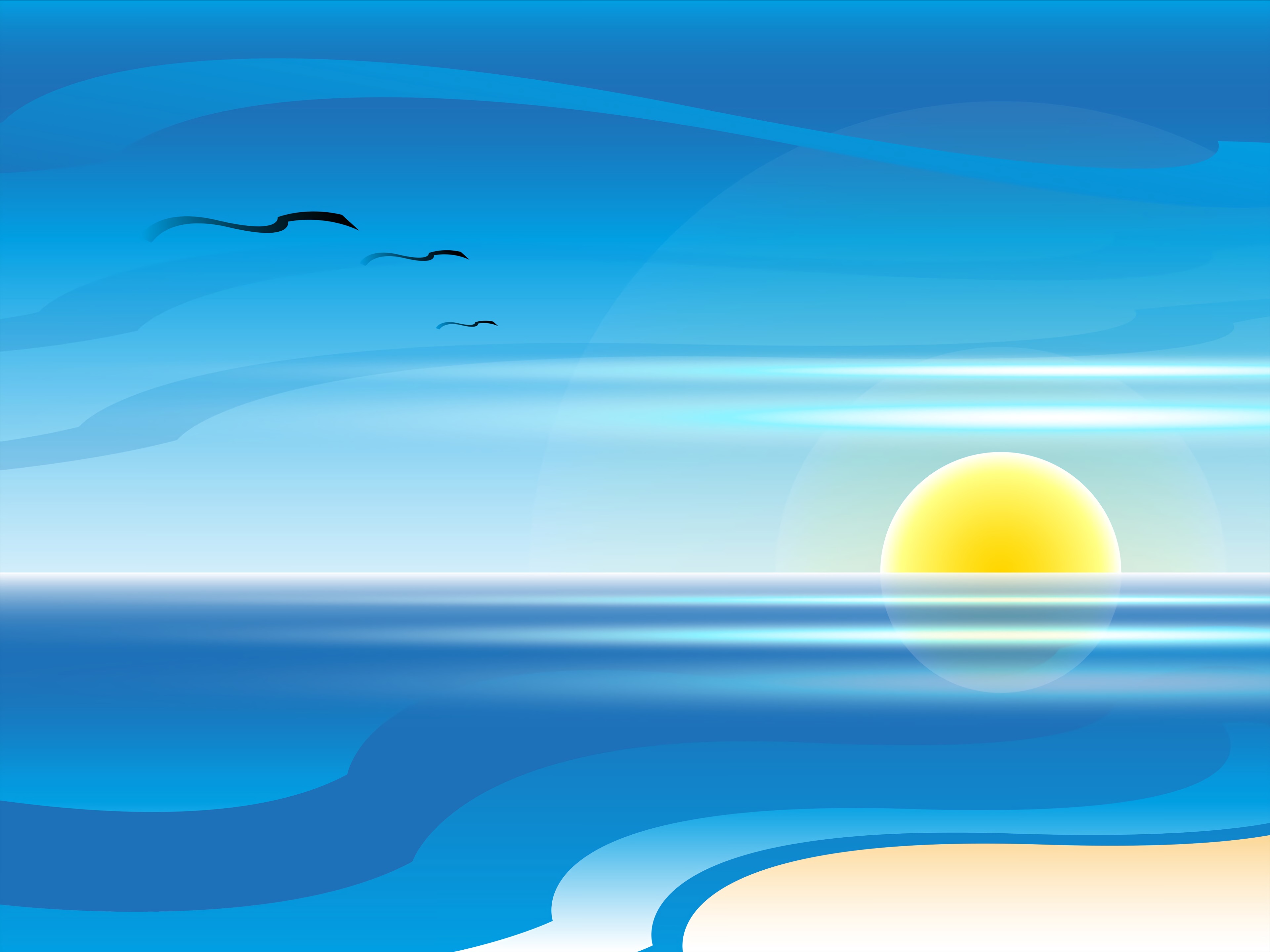 Free download wallpaper Sea, Sun, Art, Lines on your PC desktop