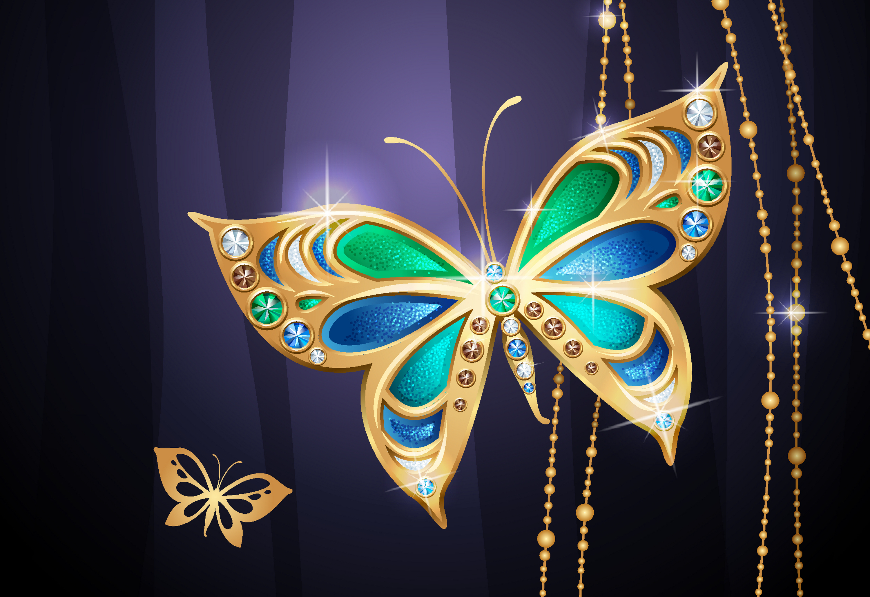 Free download wallpaper Gold, Jewelry, Butterfly, Artistic, Sparkles on your PC desktop