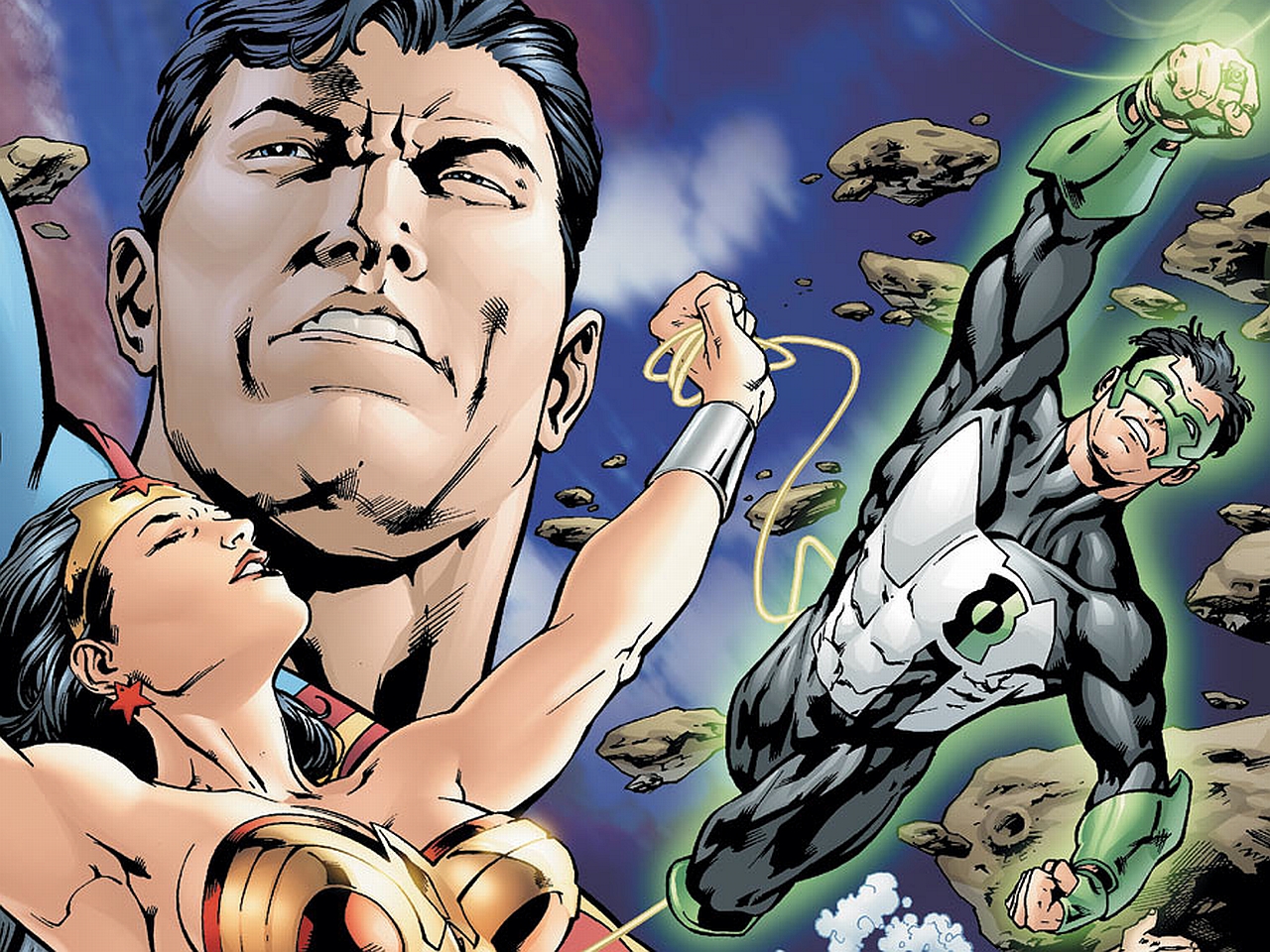 Download mobile wallpaper Superman, Green Lantern, Comics, Dc Comics, Wonder Woman, Justice League, Kyle Rayner for free.