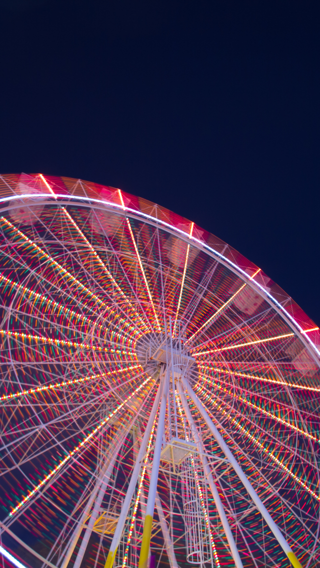 Download mobile wallpaper Night, Light, Colors, Ferris Wheel, Man Made, Time Lapse for free.