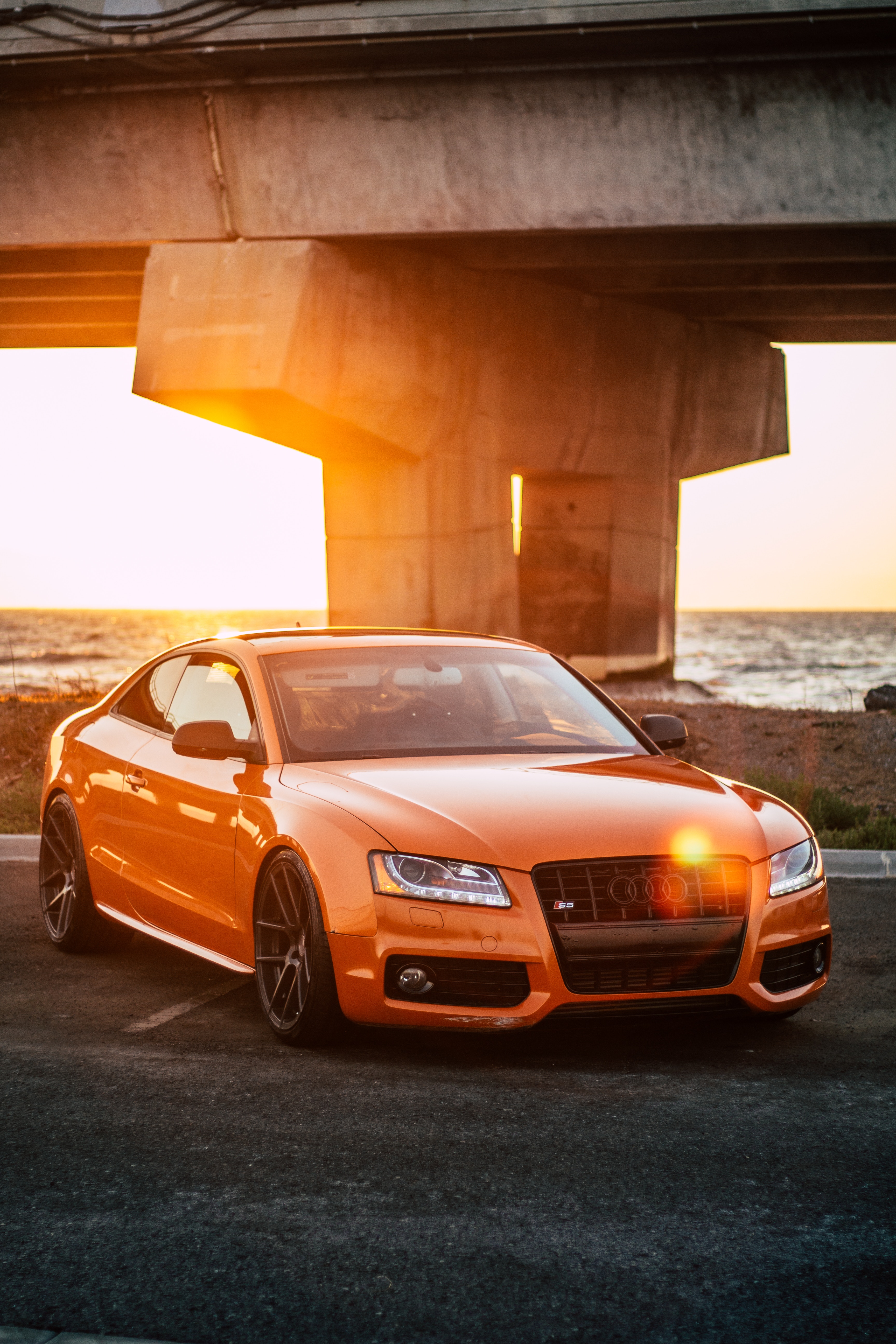 side view, auto, cars, orange, glare, shine, light