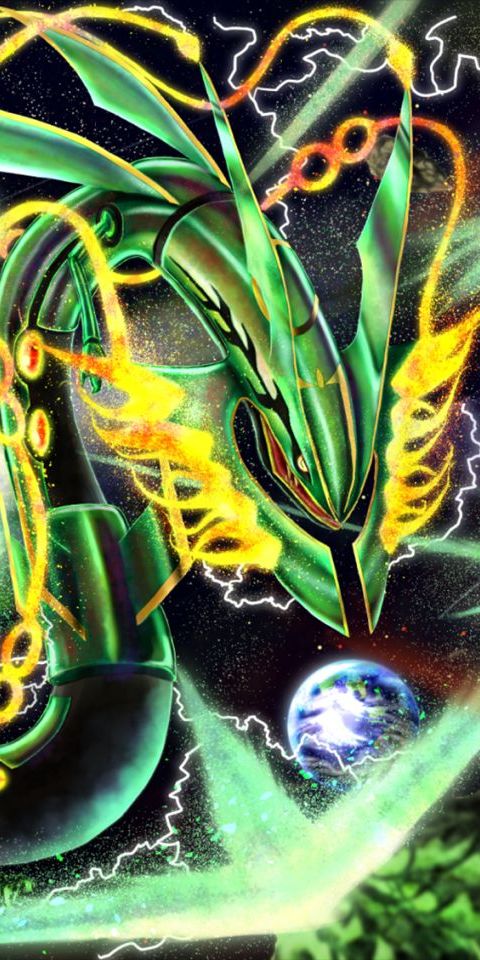 Fondo de pantalla para celular de Mega Rayquaza (Pokémon), Videojuego ...