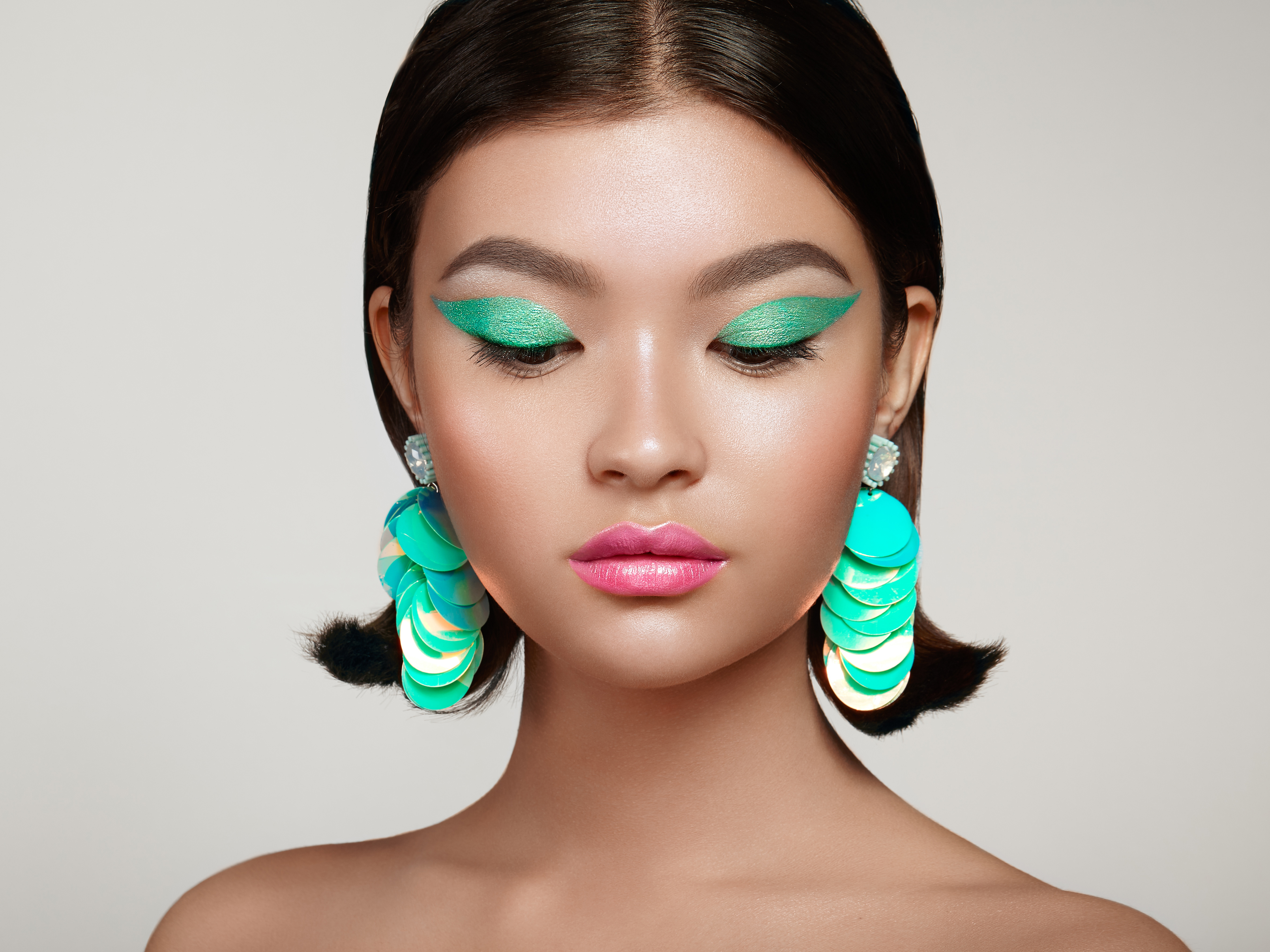 Download mobile wallpaper Face, Model, Women, Earrings, Makeup, Asian for free.