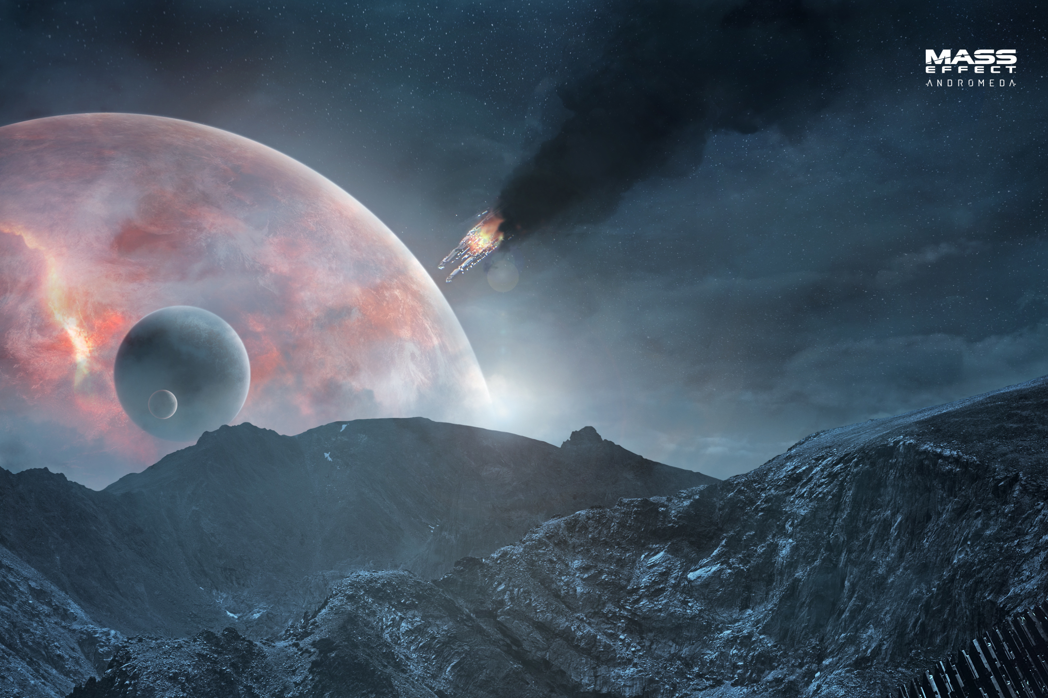 Baixe gratuitamente a imagem Mass Effect, Montanha, Planeta, Ficção Científica, Nave Espacial, Videogame, Efeito Em Massa, Mass Effect: Andromeda na área de trabalho do seu PC