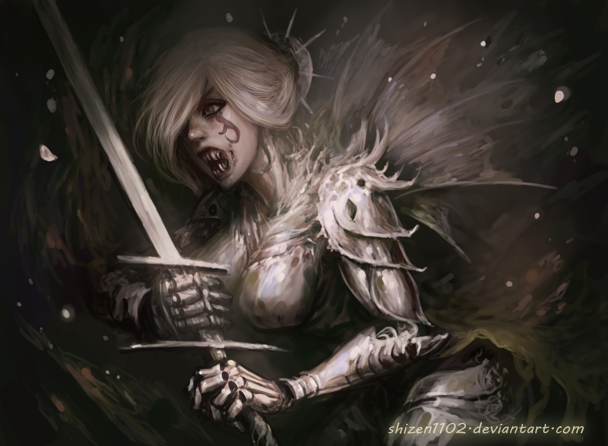 Free download wallpaper Dark, Women, Armor, Sword, Woman Warrior on your PC desktop