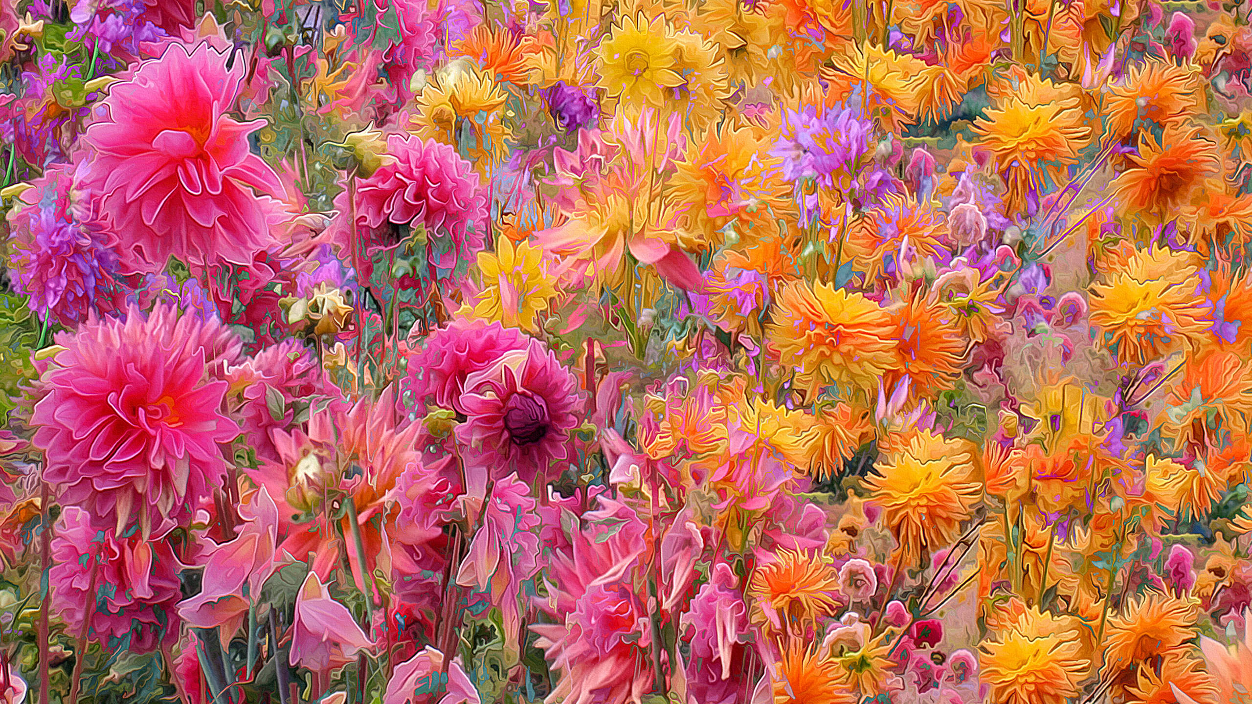 Laden Sie das Blume, Farben, Dahlien, Bunt, Malerei, Künstlerisch-Bild kostenlos auf Ihren PC-Desktop herunter