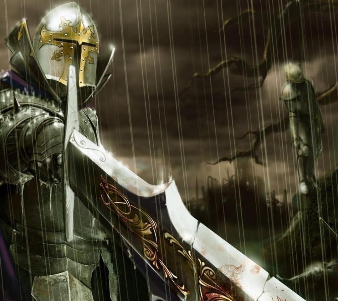Laden Sie das Fantasie, Regen, Ritter, Schwert-Bild kostenlos auf Ihren PC-Desktop herunter