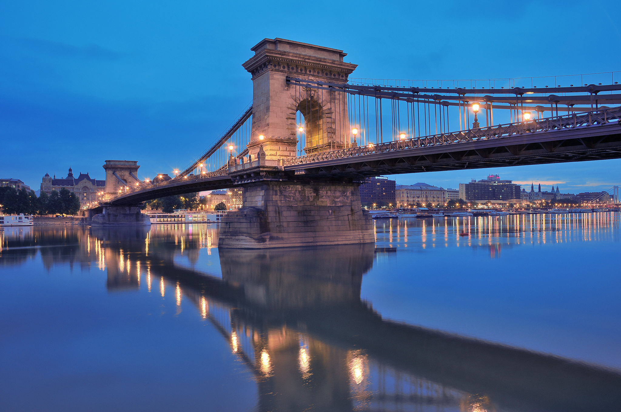 Laden Sie das Ungarn, Budapest, Brücken, Menschengemacht, Kettenbrücke-Bild kostenlos auf Ihren PC-Desktop herunter