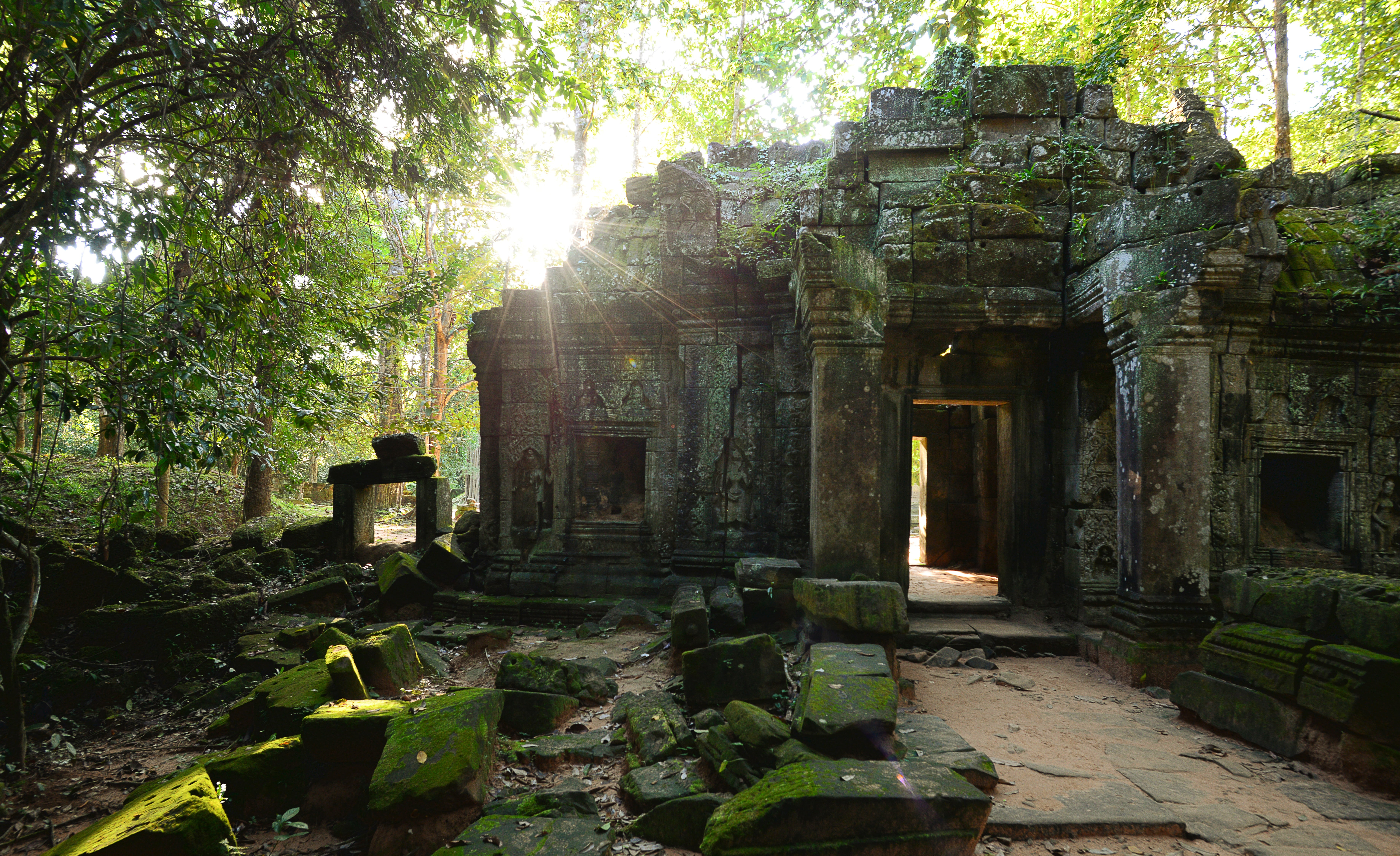 temples, cambodia, religious, angkor wat, architecture, moss, ruin, stone