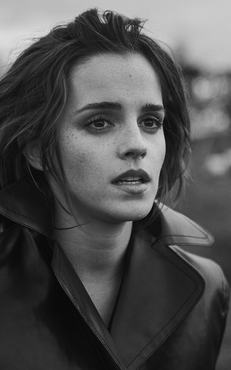 Download mobile wallpaper Emma Watson, English, Celebrity, Black & White, Actress for free.