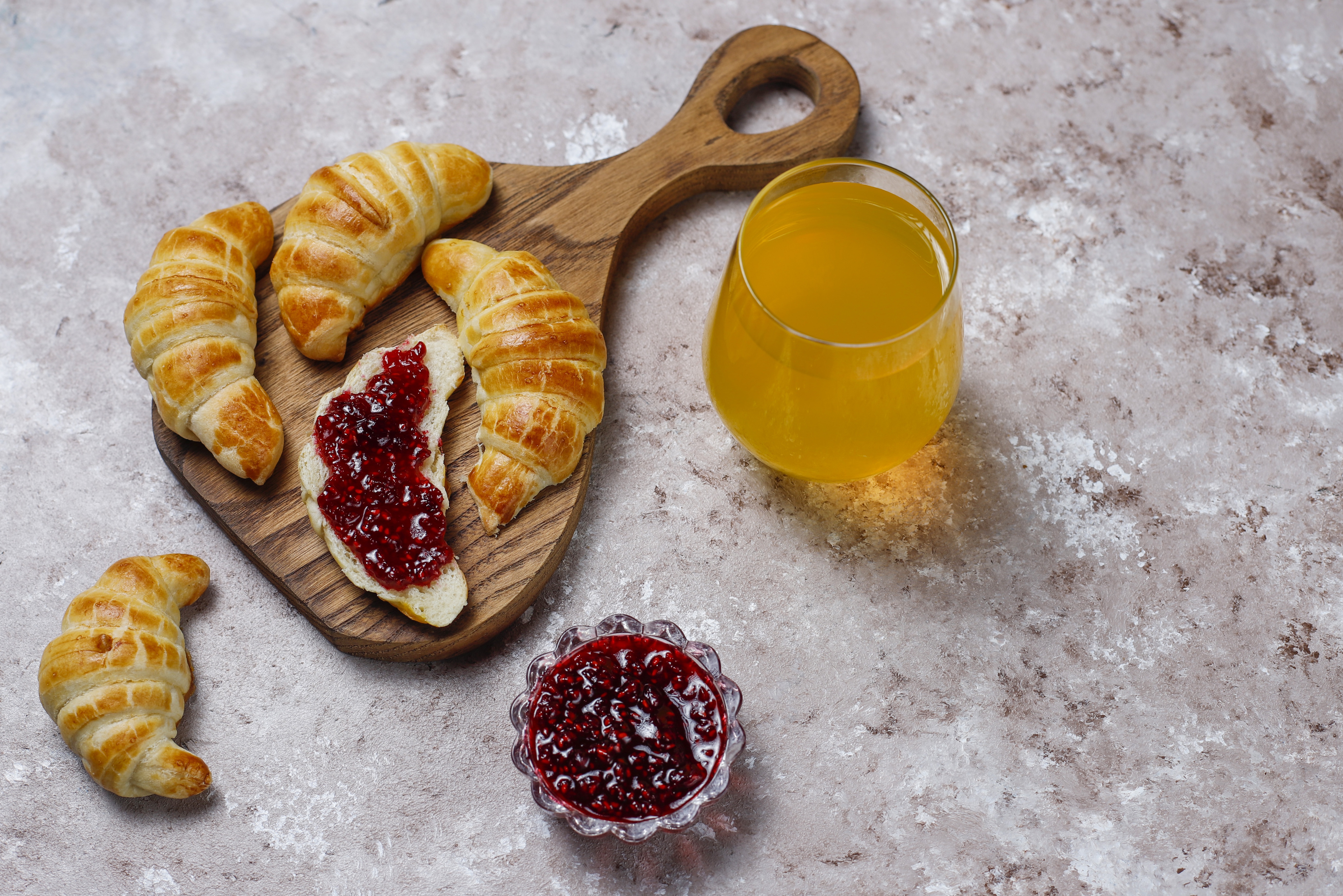 Free download wallpaper Food, Jam, Breakfast, Croissant, Juice on your PC desktop