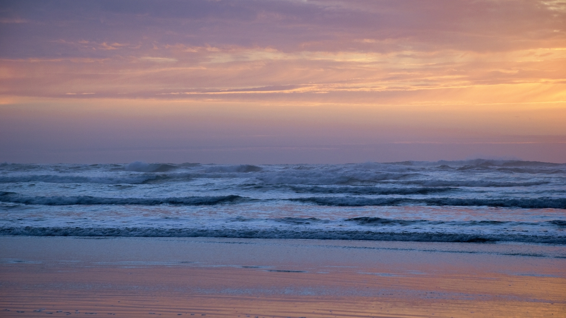 Free download wallpaper Landscape, Sunset, Sea, Waves, Beach on your PC desktop