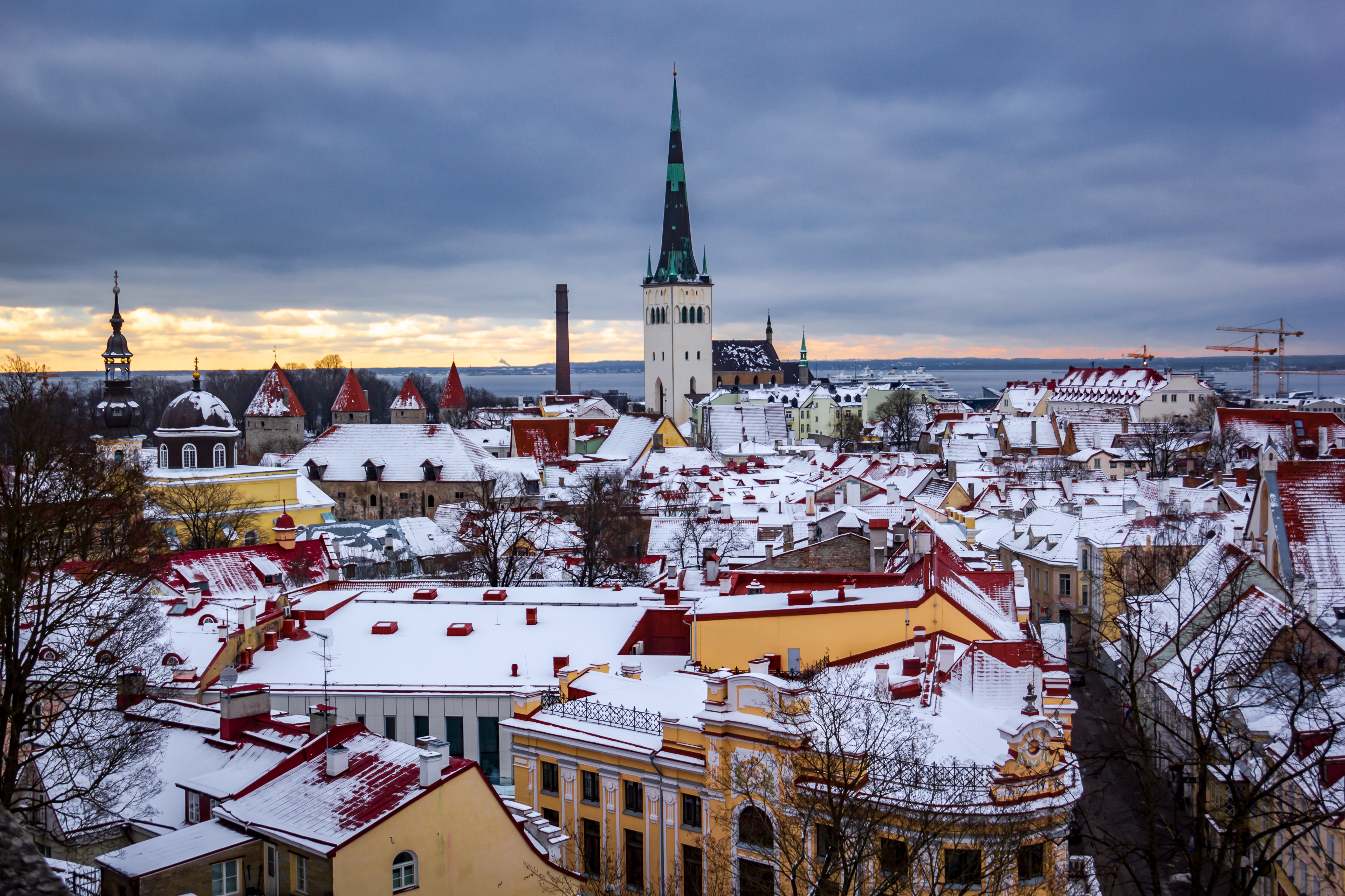 winter, cities, snow, city, building, view from above, urban landscape, cityscape