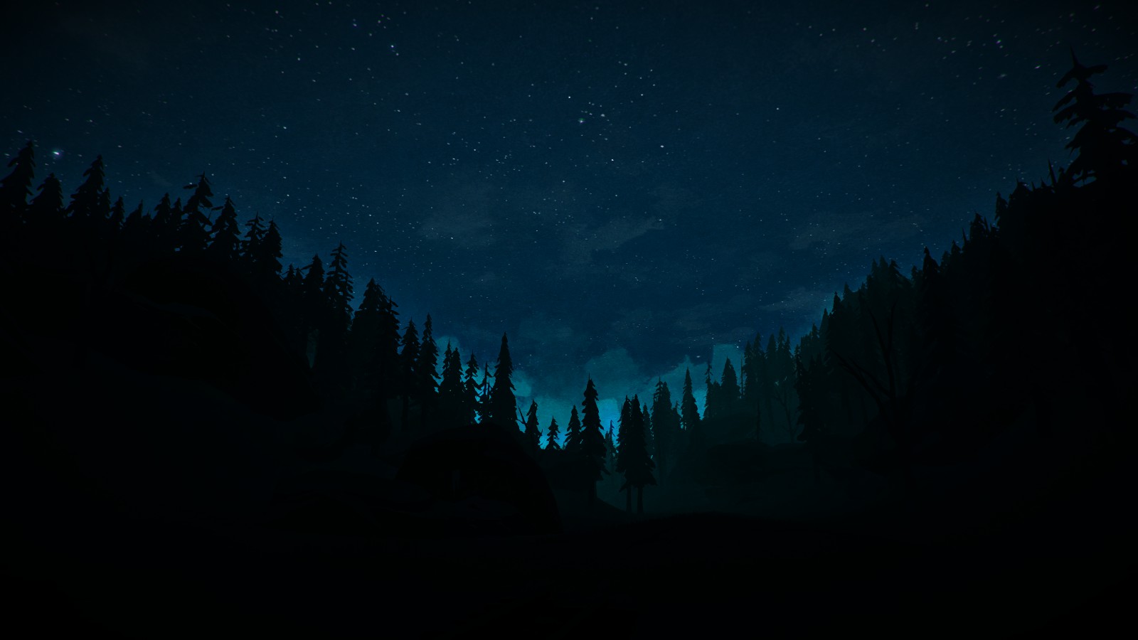 the long dark, video game, forest, night, sky, wood