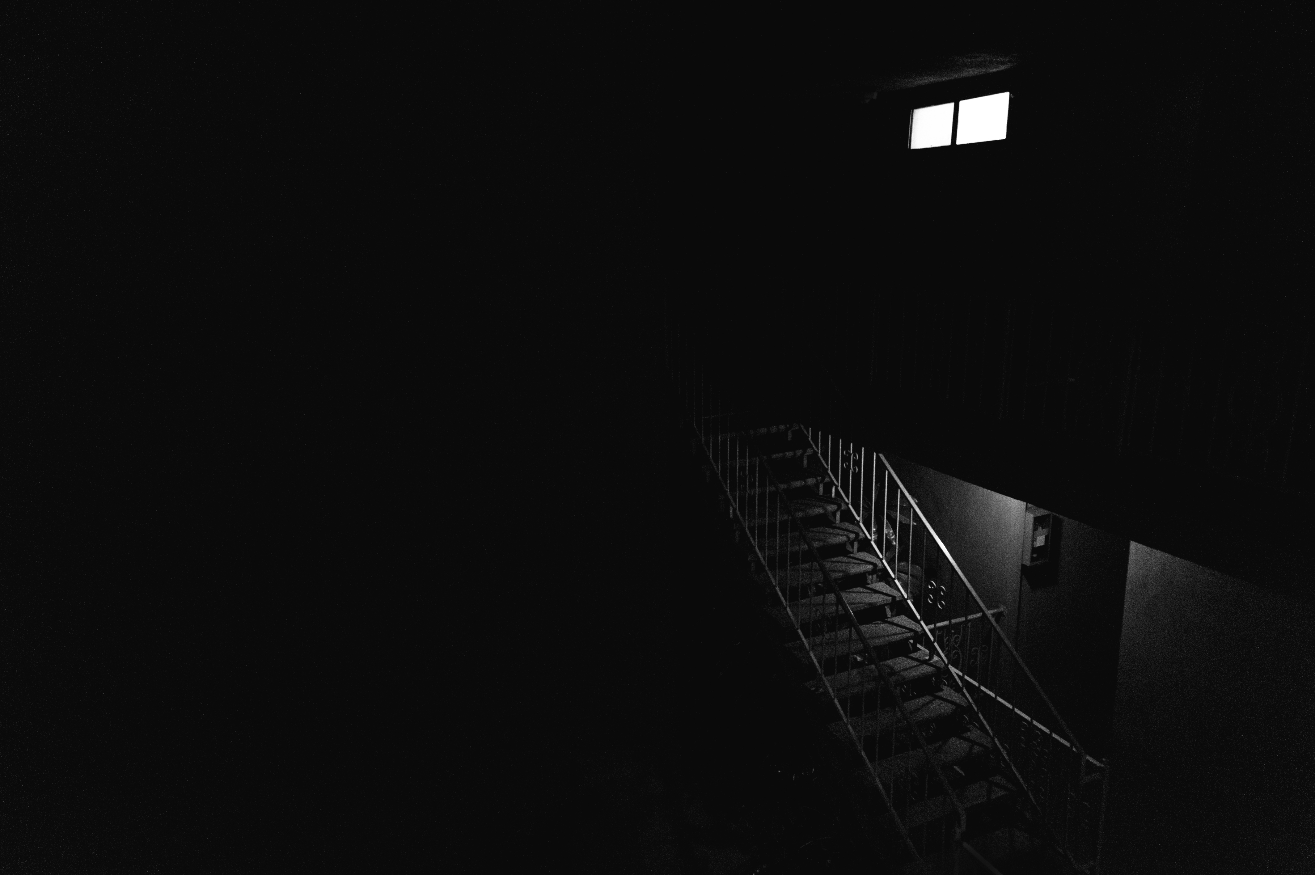 black, dark, bw, chb, stairs, ladder, premises, room