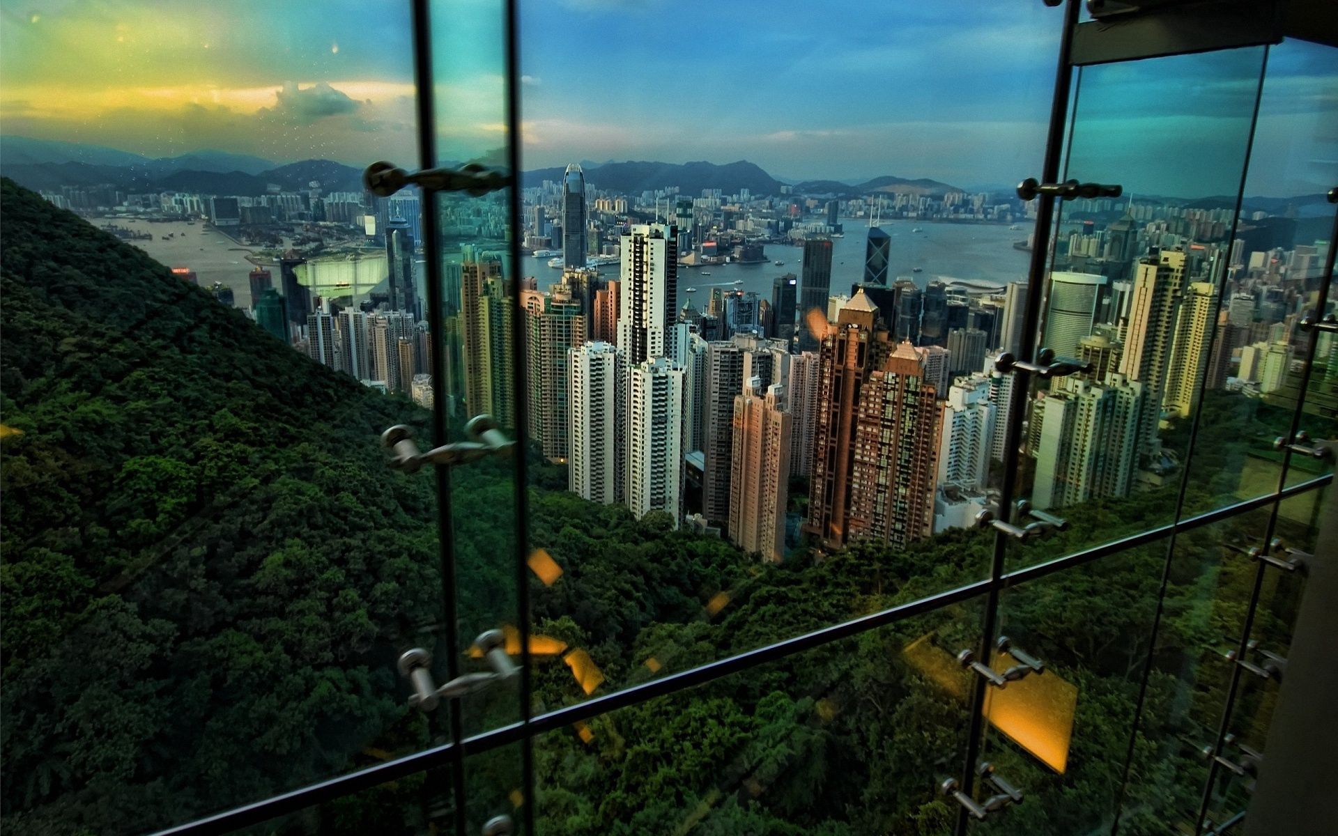 skyscrapers, cities, evening, hong kong, hong kong s a r, view from the window 8K