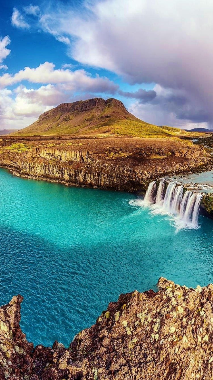 Descarga gratuita de fondo de pantalla para móvil de Cascadas, Montaña, Lago, Cascada, Tierra, Tierra/naturaleza.