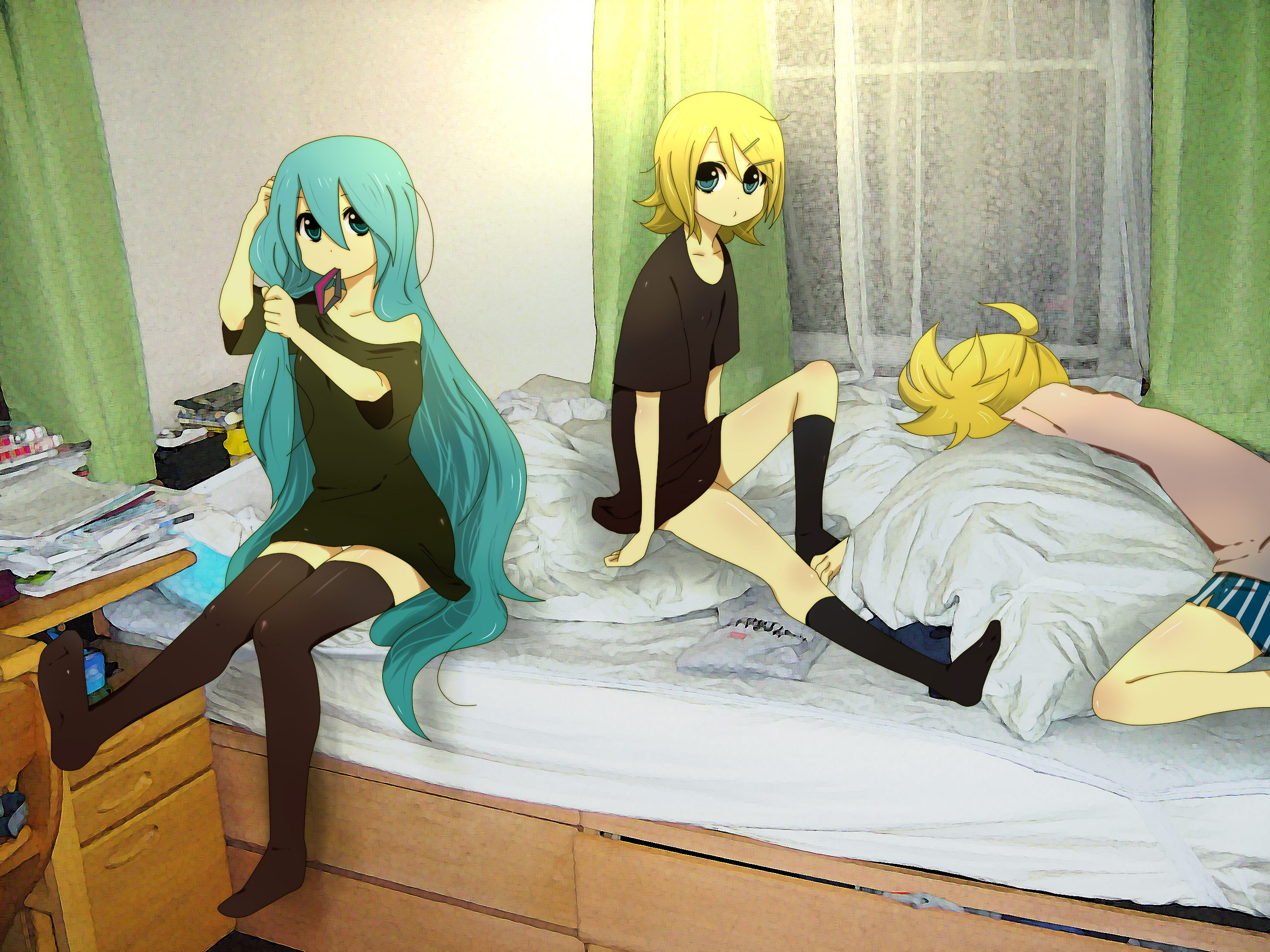 Baixe gratuitamente a imagem Anime, Vocaloid, Hatsune Miku, Rin Kagamine, Len Kagamine na área de trabalho do seu PC