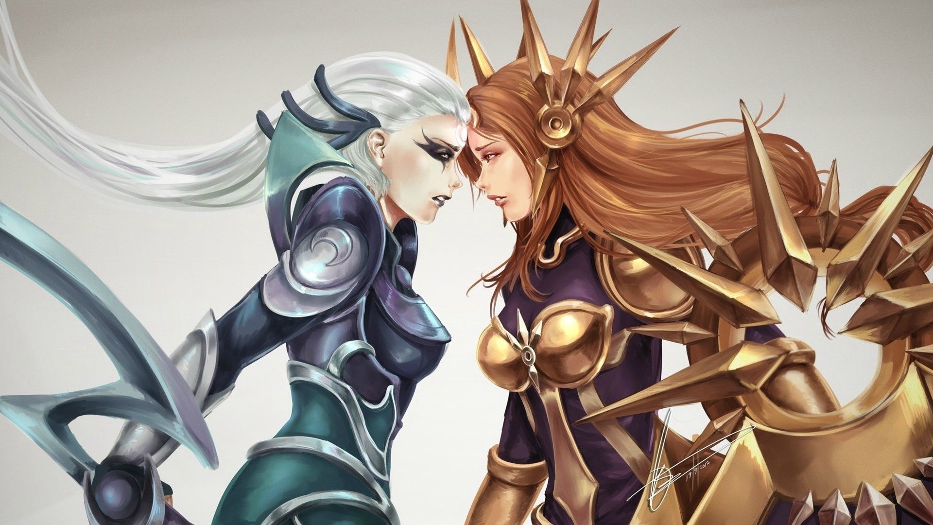 video game, league of legends, diana (league of legends), leona (league of legends)