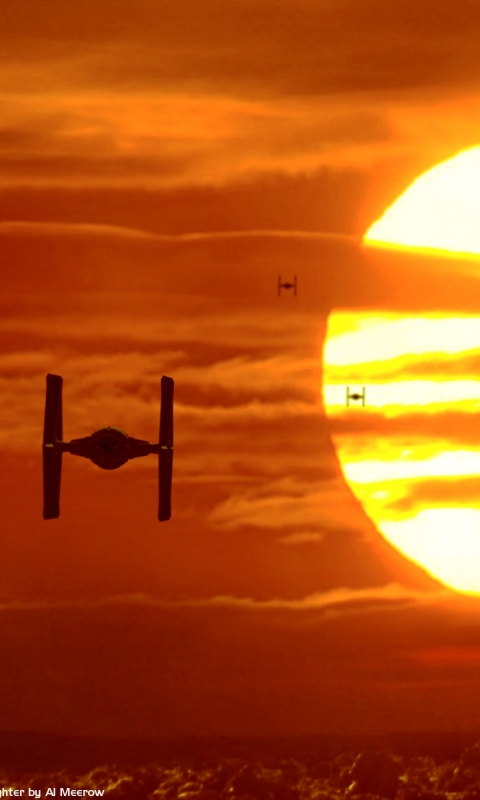 Download mobile wallpaper Sunset, Star Wars, Movie, Tie Fighter, Star Wars Episode Vii: The Force Awakens for free.