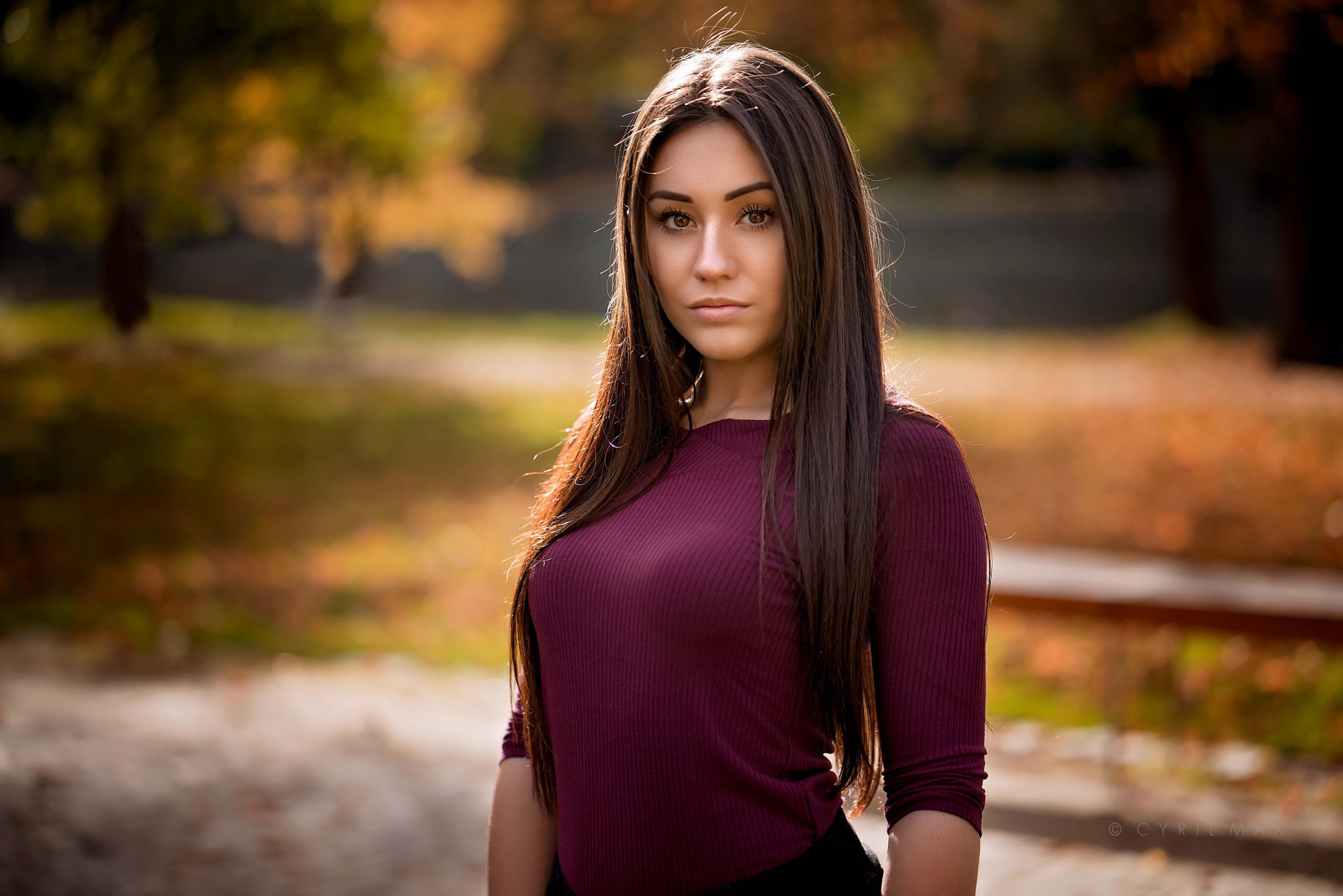 Free download wallpaper Brunette, Model, Women, Brown Eyes, Long Hair, Depth Of Field on your PC desktop