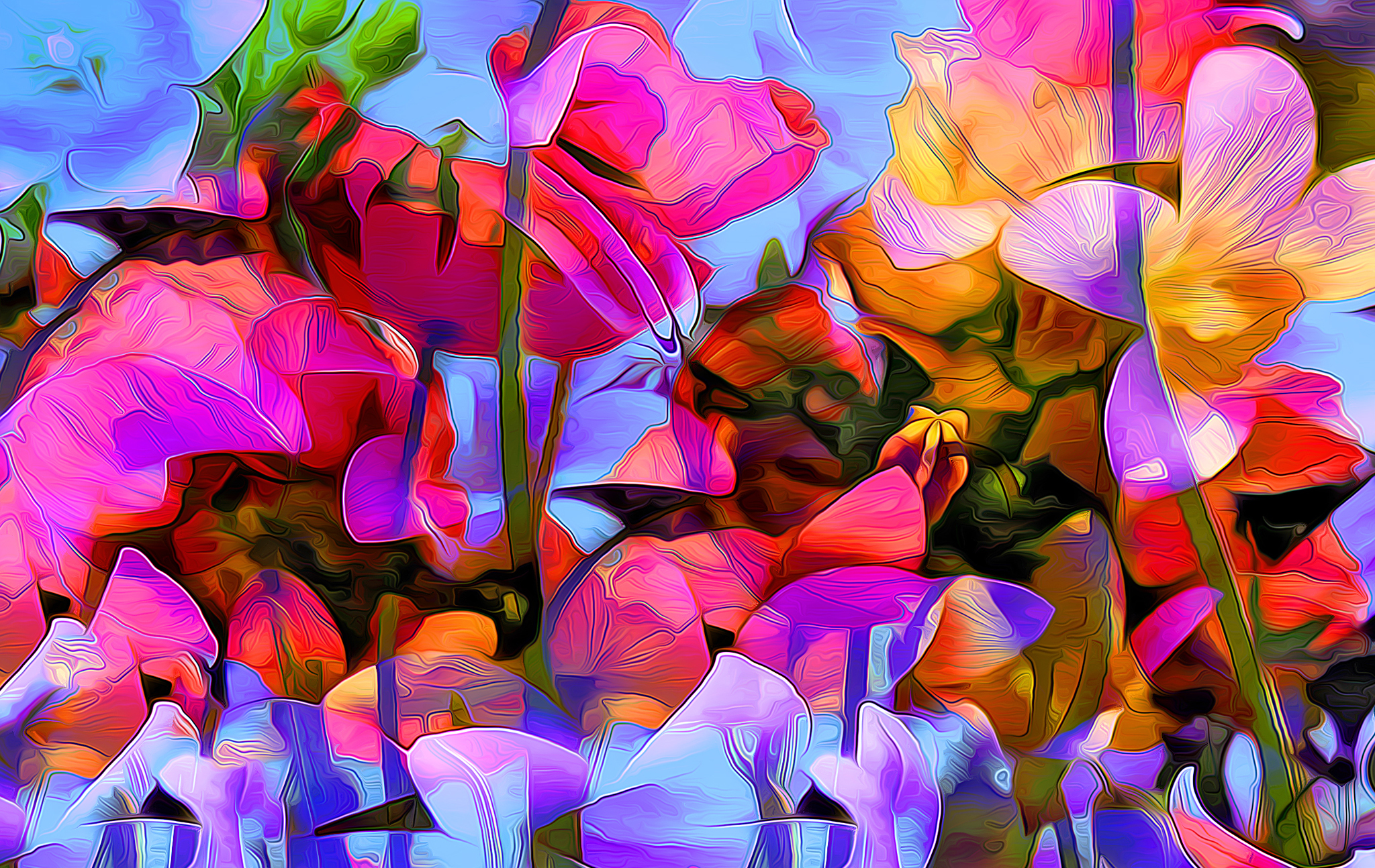 Download mobile wallpaper Flowers, Flower, Colors, Painting, Artistic for free.