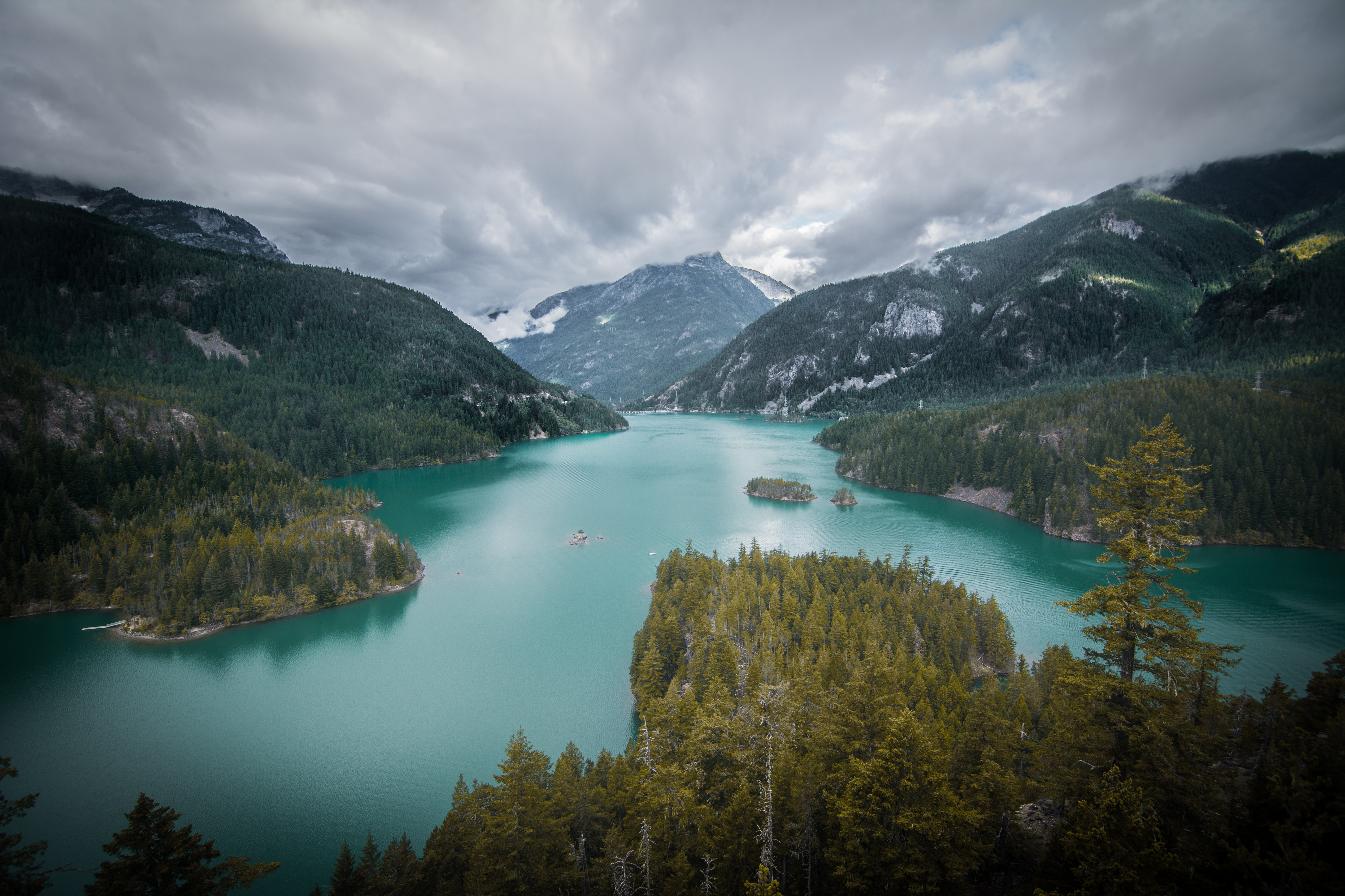 nature, trees, landscape, mountains, view from above, lake Image for desktop