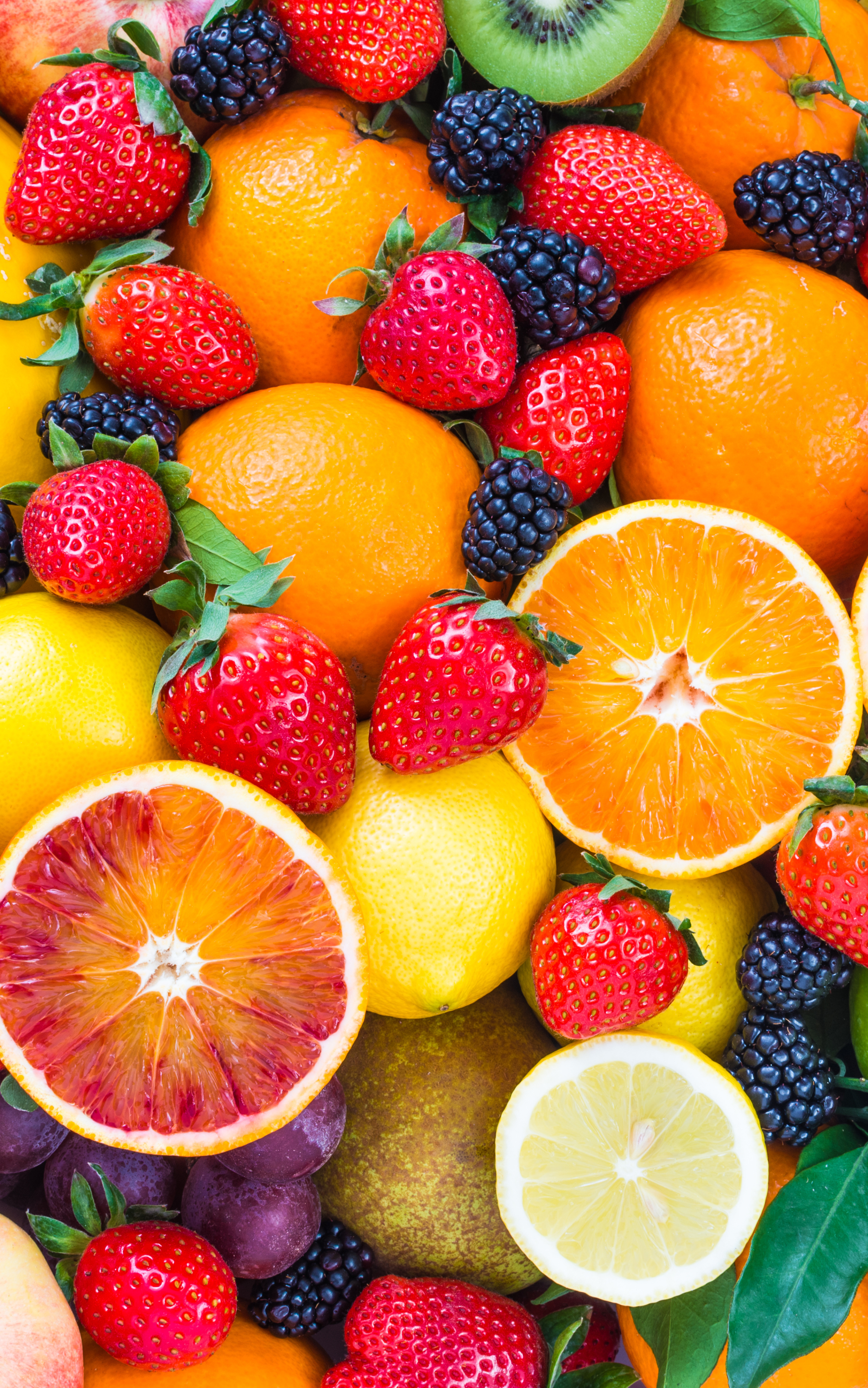 Download mobile wallpaper Fruits, Food, Strawberry, Apple, Grapes, Kiwi, Blackberry, Berry, Fruit, Orange (Fruit) for free.