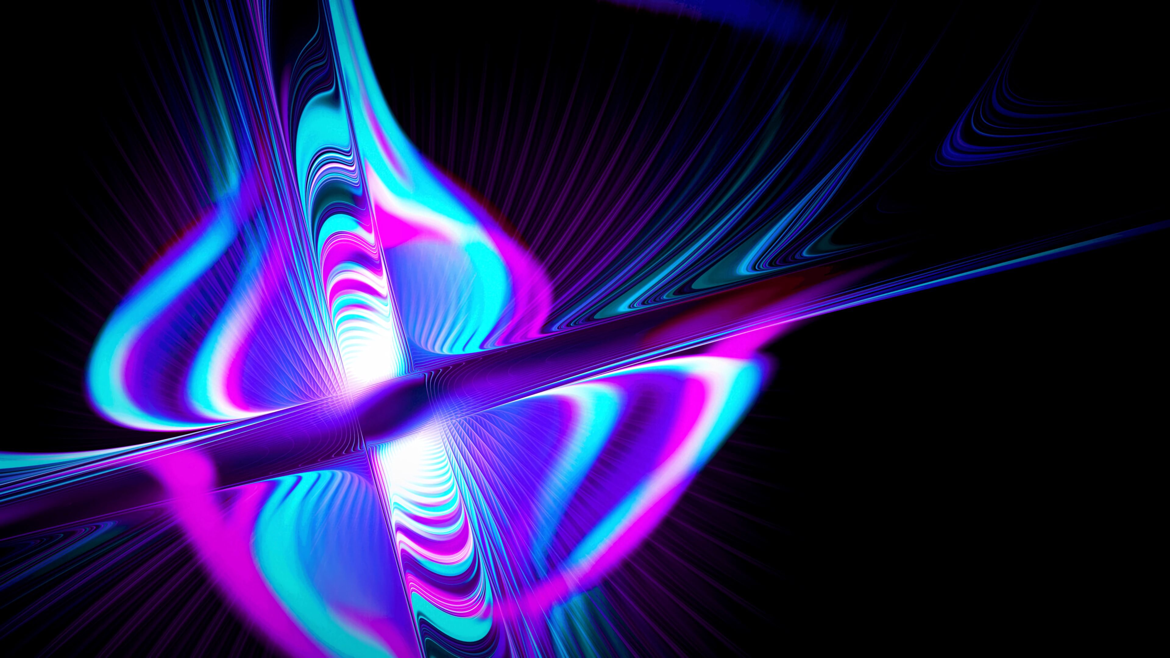 Download mobile wallpaper Beams, Rays, Motley, Glow, Abstract, Multicolored, Form for free.