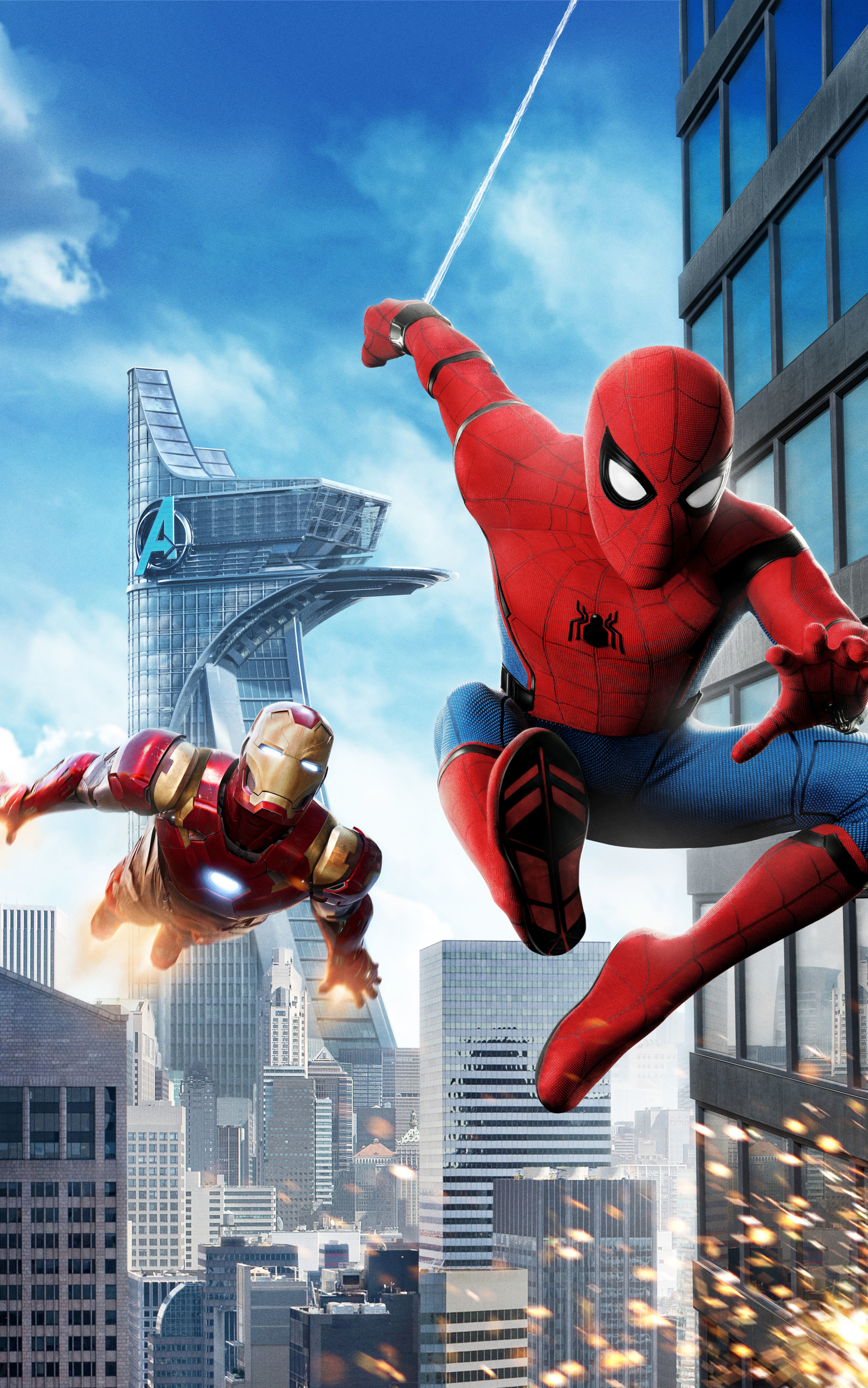 Download mobile wallpaper Spider Man, Iron Man, Movie, Tony Stark, Peter Parker, Spider Man: Homecoming for free.