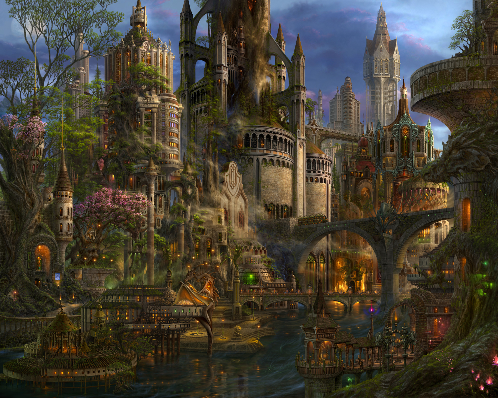 Laden Sie das Fantasie, Stadt, Original, Animes, Großstadt-Bild kostenlos auf Ihren PC-Desktop herunter