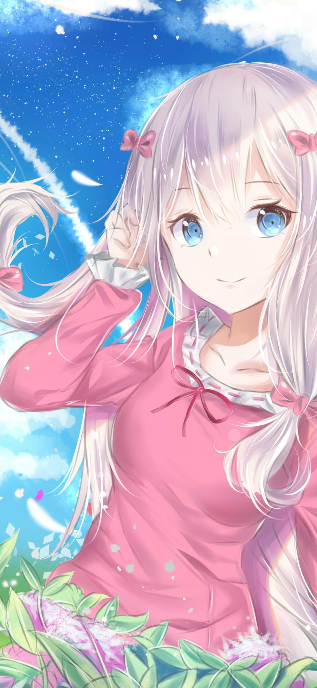 Téléchargez des papiers peints mobile Yeux Bleus, Animé, Cheveux Blancs, Eromanga Sensei, Sagiri Izumi gratuitement.