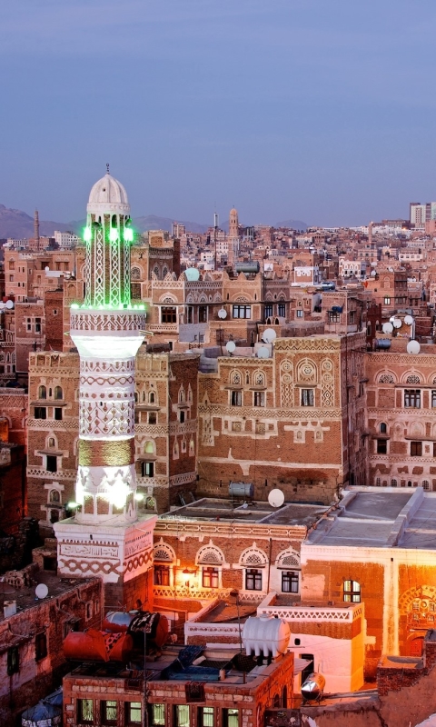 Скачать картинку Города, Минарет, Сделано Человеком, Сана, Йемен, Аравия в телефон бесплатно.