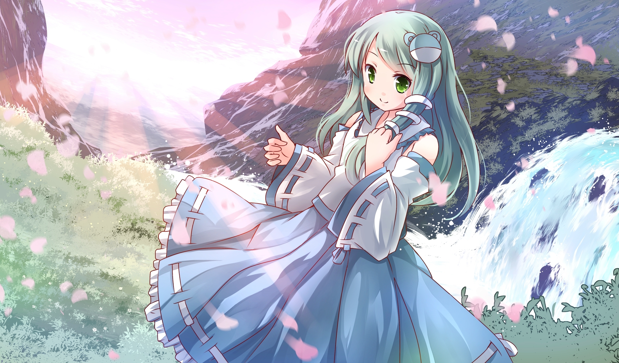 Free download wallpaper Anime, Green Eyes, Touhou, Long Hair, Sanae Kochiya on your PC desktop