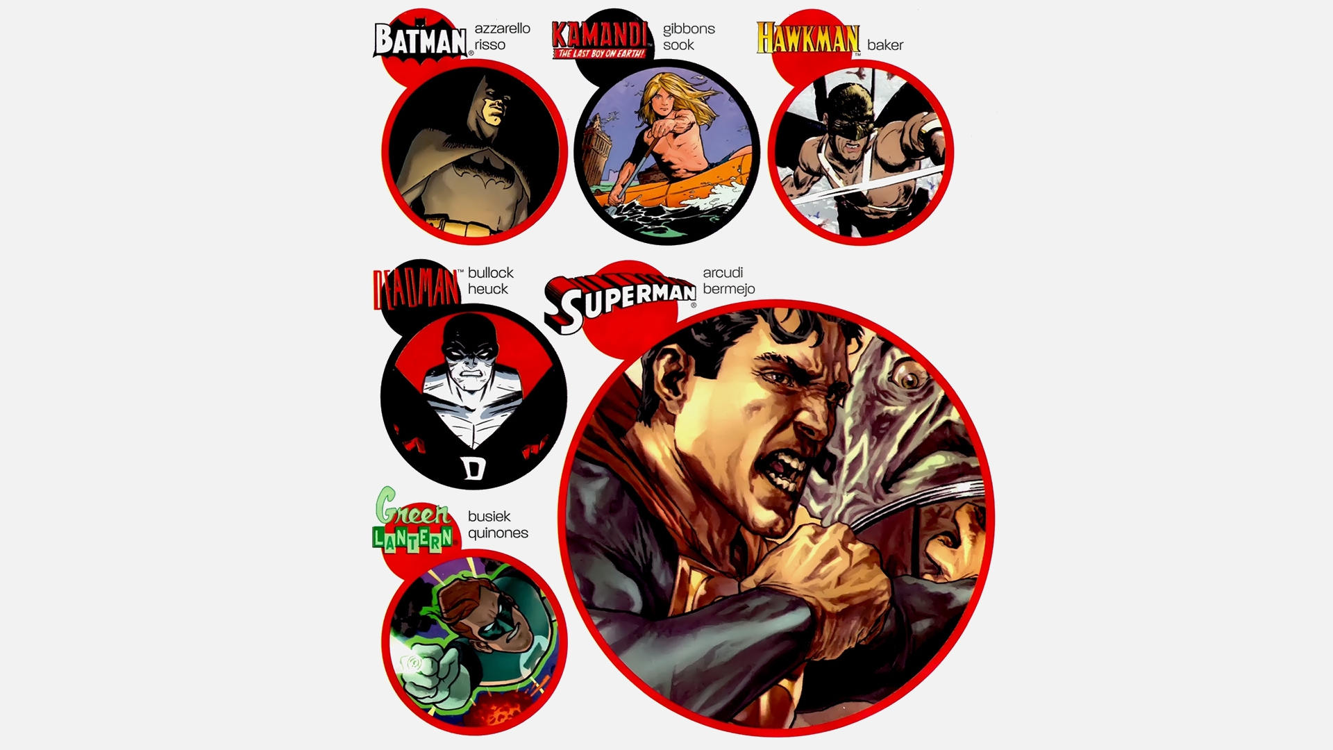 621600 скачать обои комиксы, коллаж, бэтмен, мертвец (комиксы dc), зелёный фонарь, человек ястреб (dc comics), каманди (dc comics), супермен - заставки и картинки бесплатно