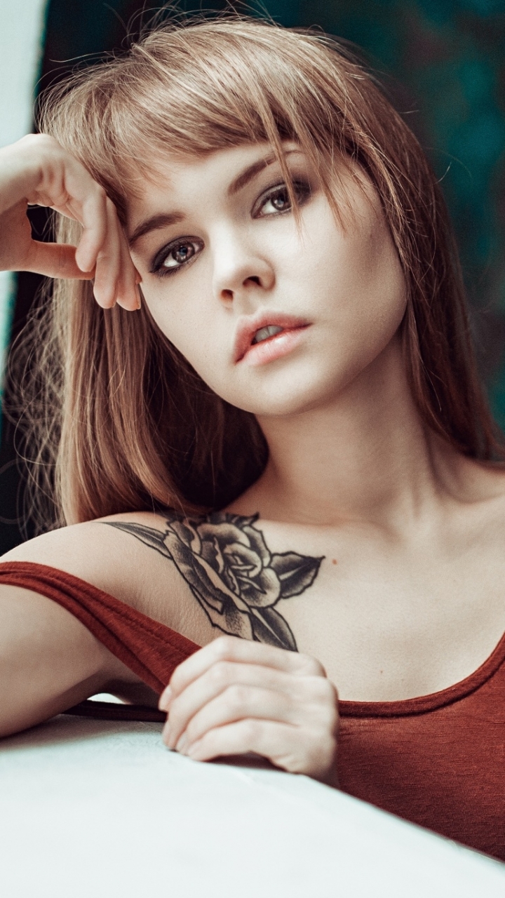 Download mobile wallpaper Tattoo, Blonde, Model, Women, Brown Eyes, Anastasiya Scheglova for free.