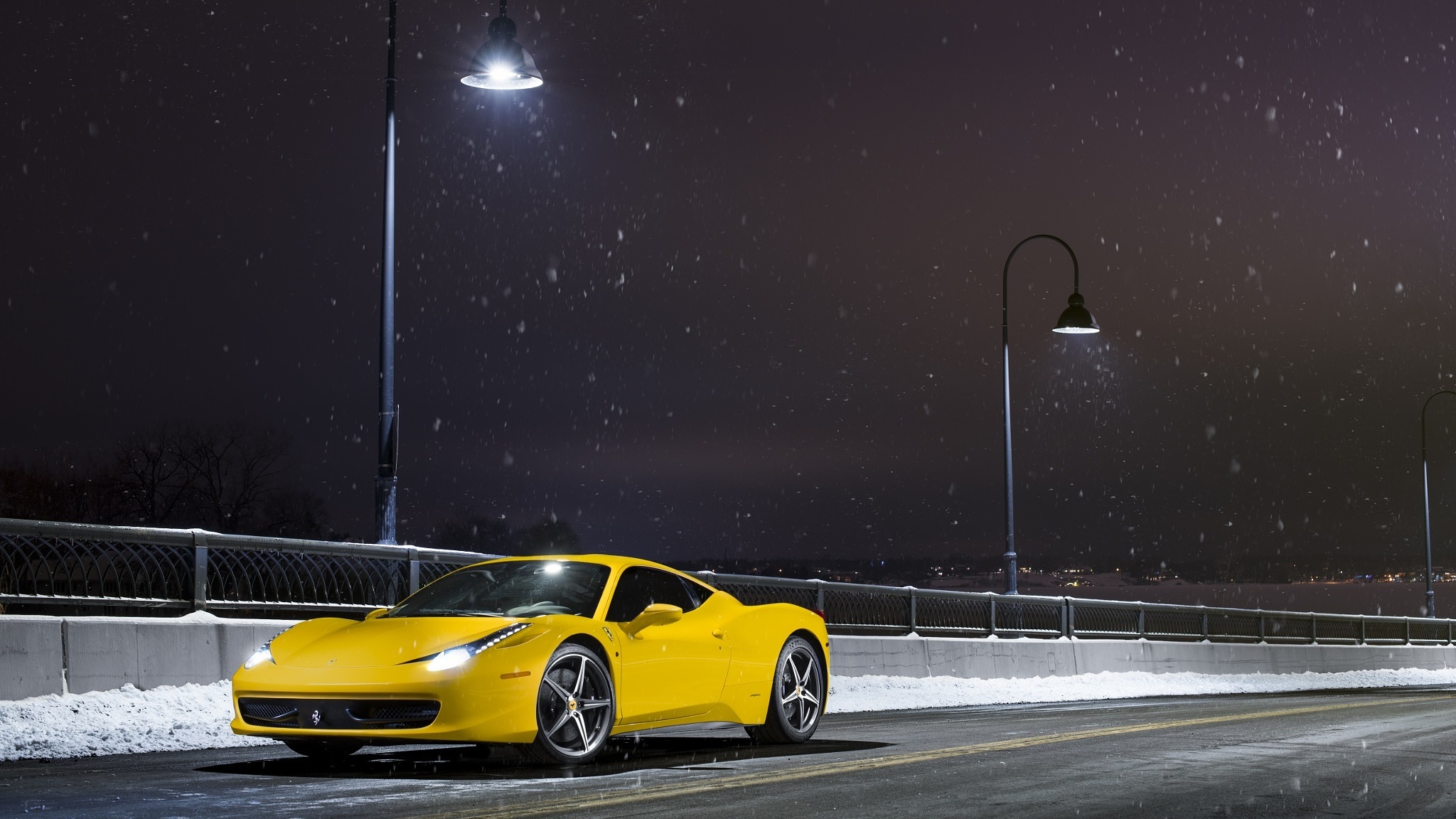 Download mobile wallpaper Ferrari, Car, Supercar, Ferrari 458 Italia, Vehicles, Yellow Car for free.