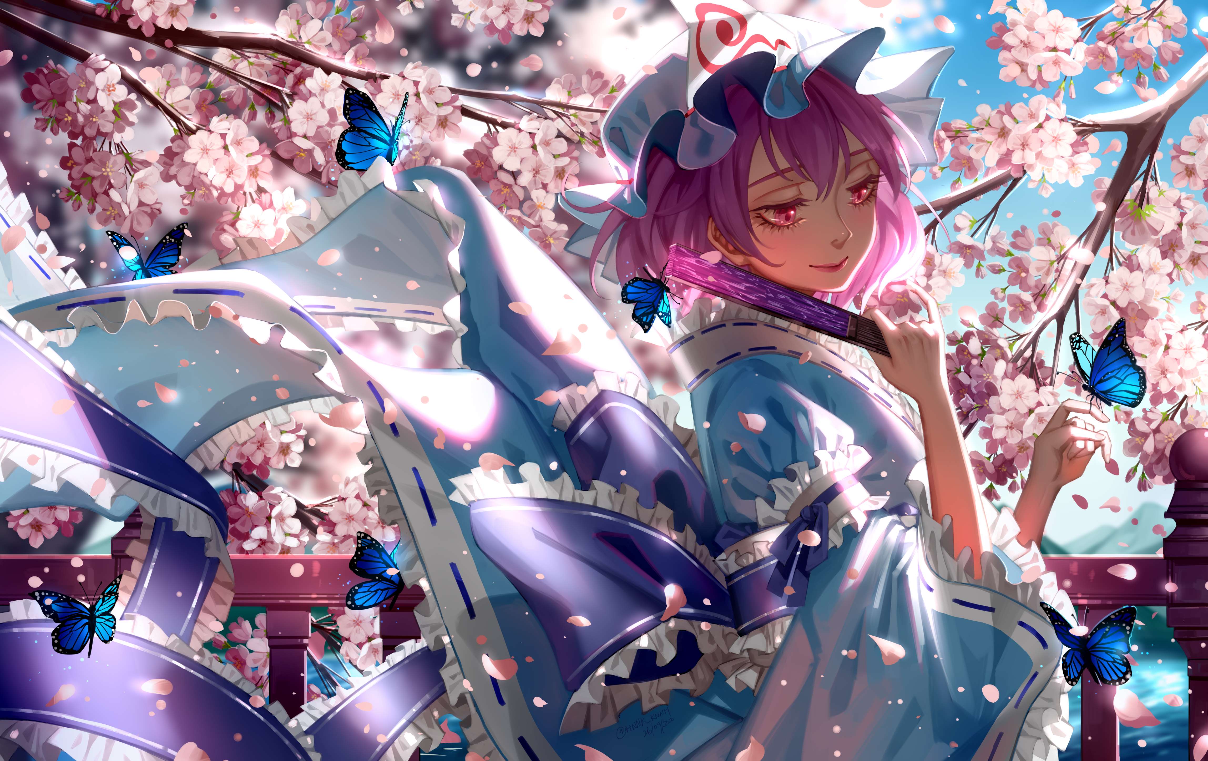 Laden Sie das Sakura, Blume, Animes, Tuhu, Yuyuko Saigyouji-Bild kostenlos auf Ihren PC-Desktop herunter