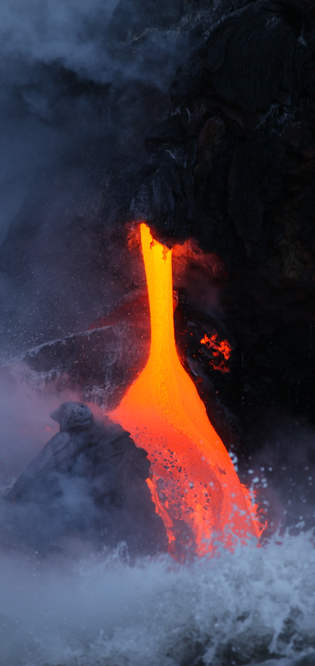 Download mobile wallpaper Water, Smoke, Earth, Volcano, Lava, Volcanoes for free.