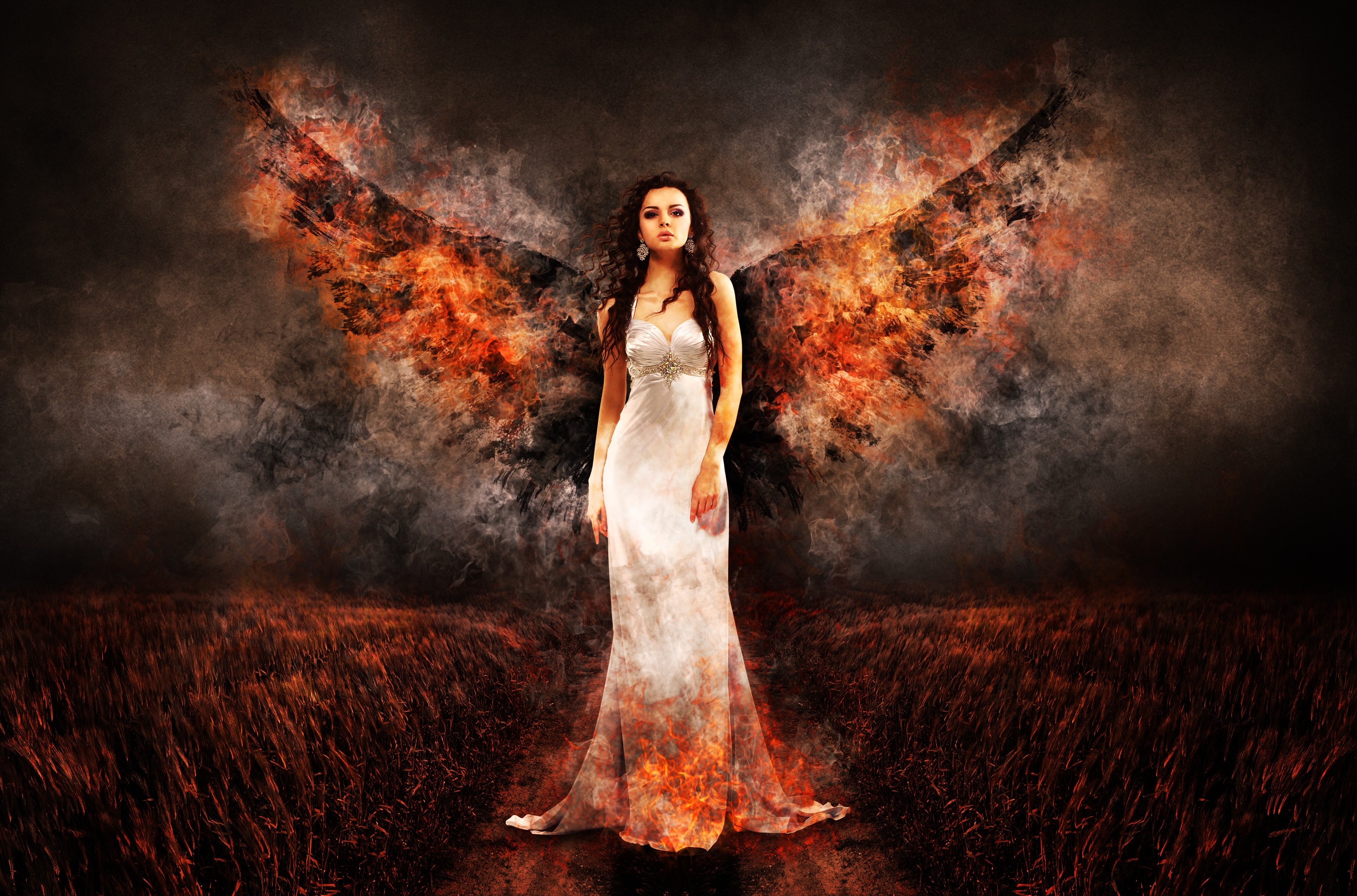 Free download wallpaper Fantasy, Fire, Wings, Angel on your PC desktop