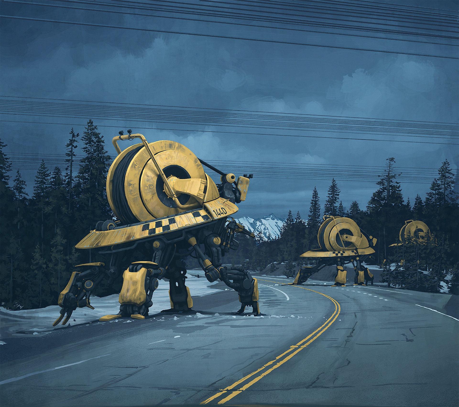 Download mobile wallpaper Road, Robot, Sci Fi, Futuristic for free.