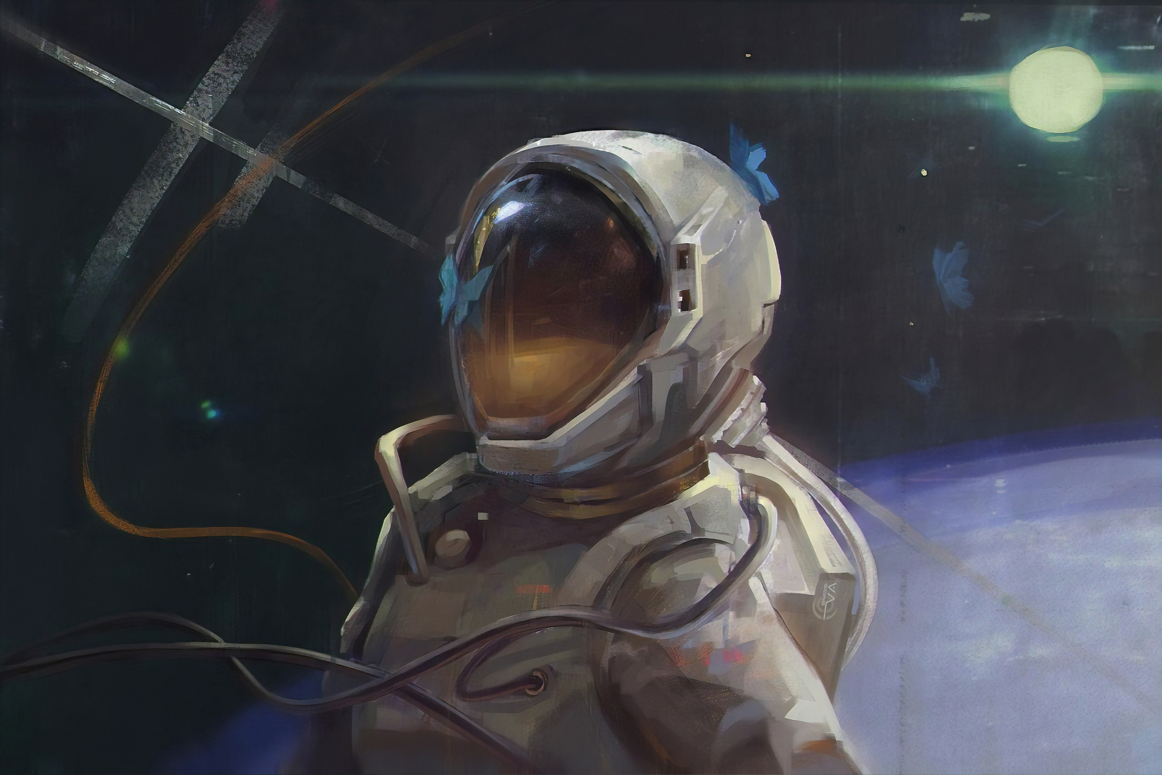 Скачать обои бесплатно Астронавт, Научная Фантастика, Космический Костюм картинка на рабочий стол ПК